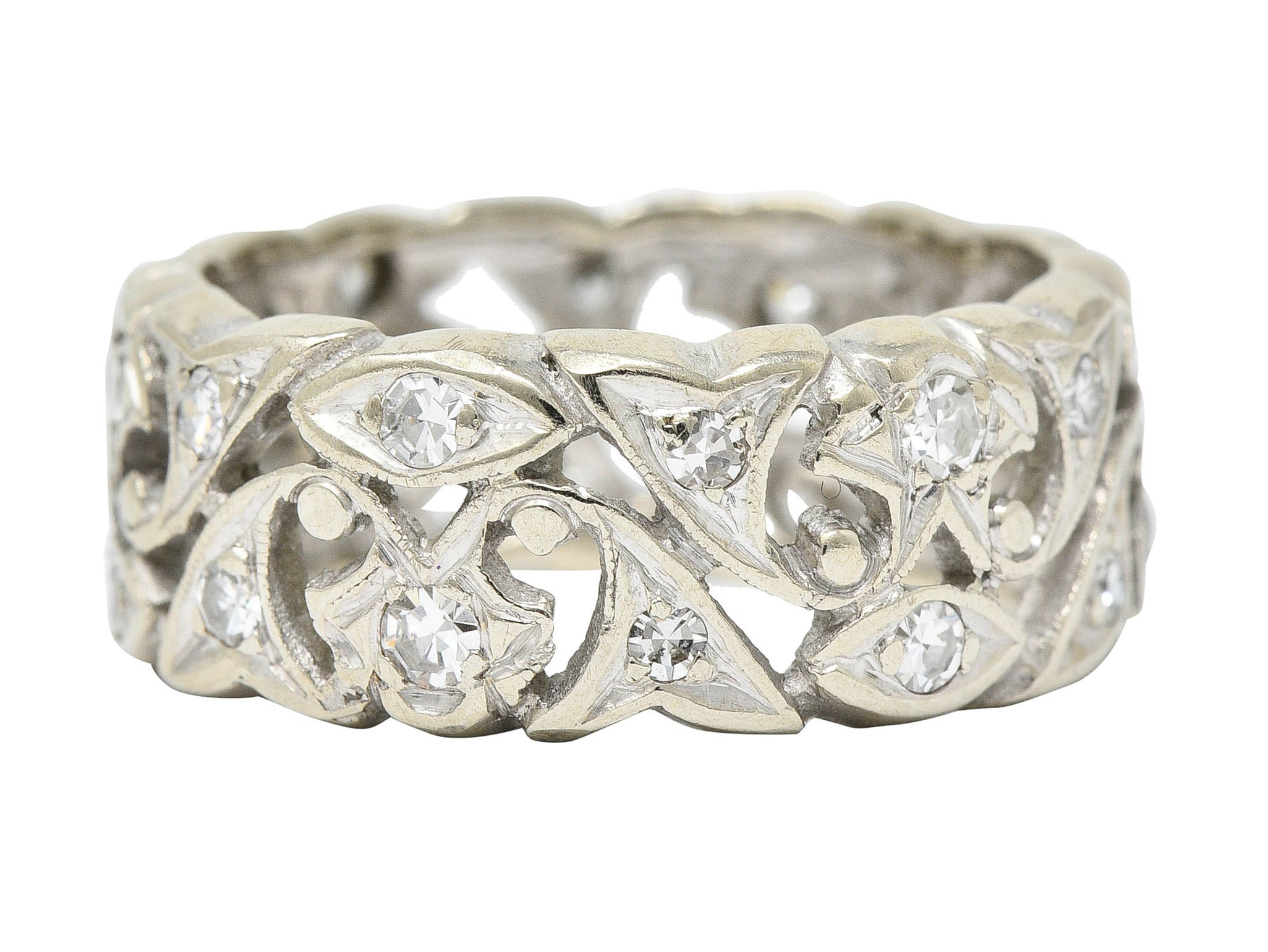 Art Deco 0.60 CTW Diamond 14 Karat White Gold Eternity Band RingRing - Wilson's Estate Jewelry