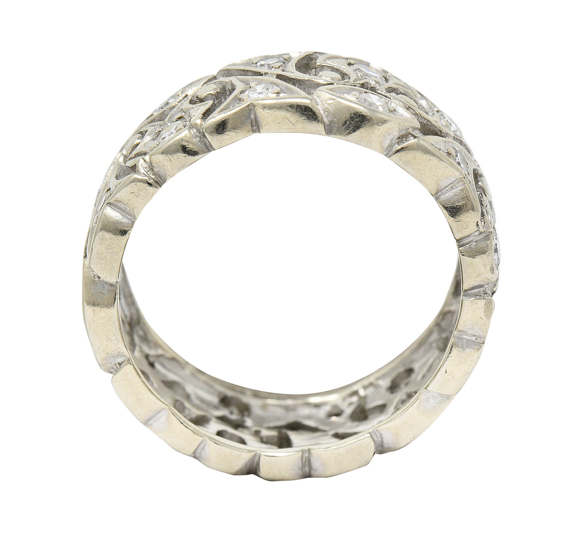 Art Deco 0.60 CTW Diamond 14 Karat White Gold Eternity Band RingRing - Wilson's Estate Jewelry