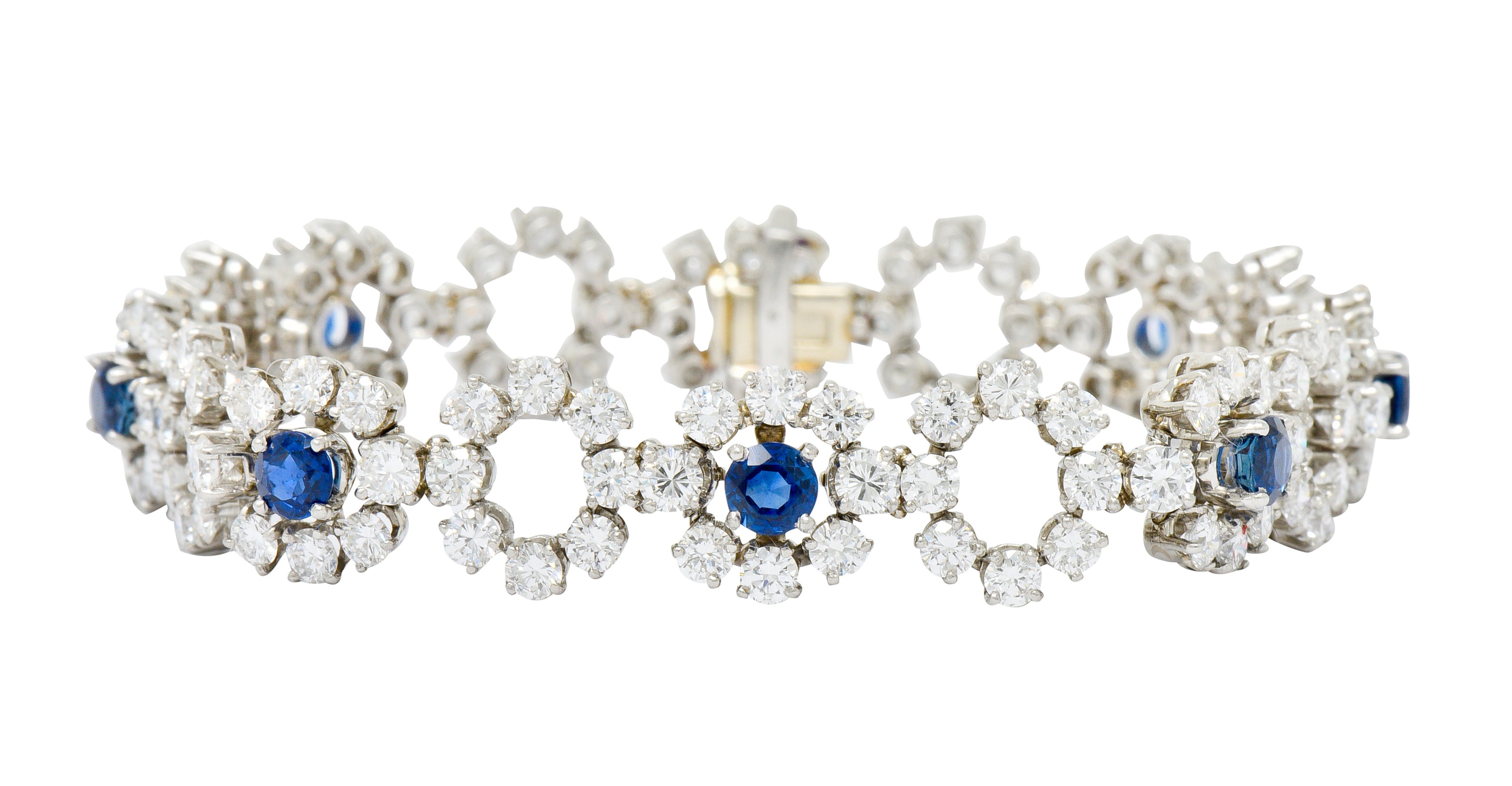 Tiffany & Co. 14.16 CTW Diamond Sapphire Platinum Cluster Link Bracelet - Wilson's Estate Jewelry