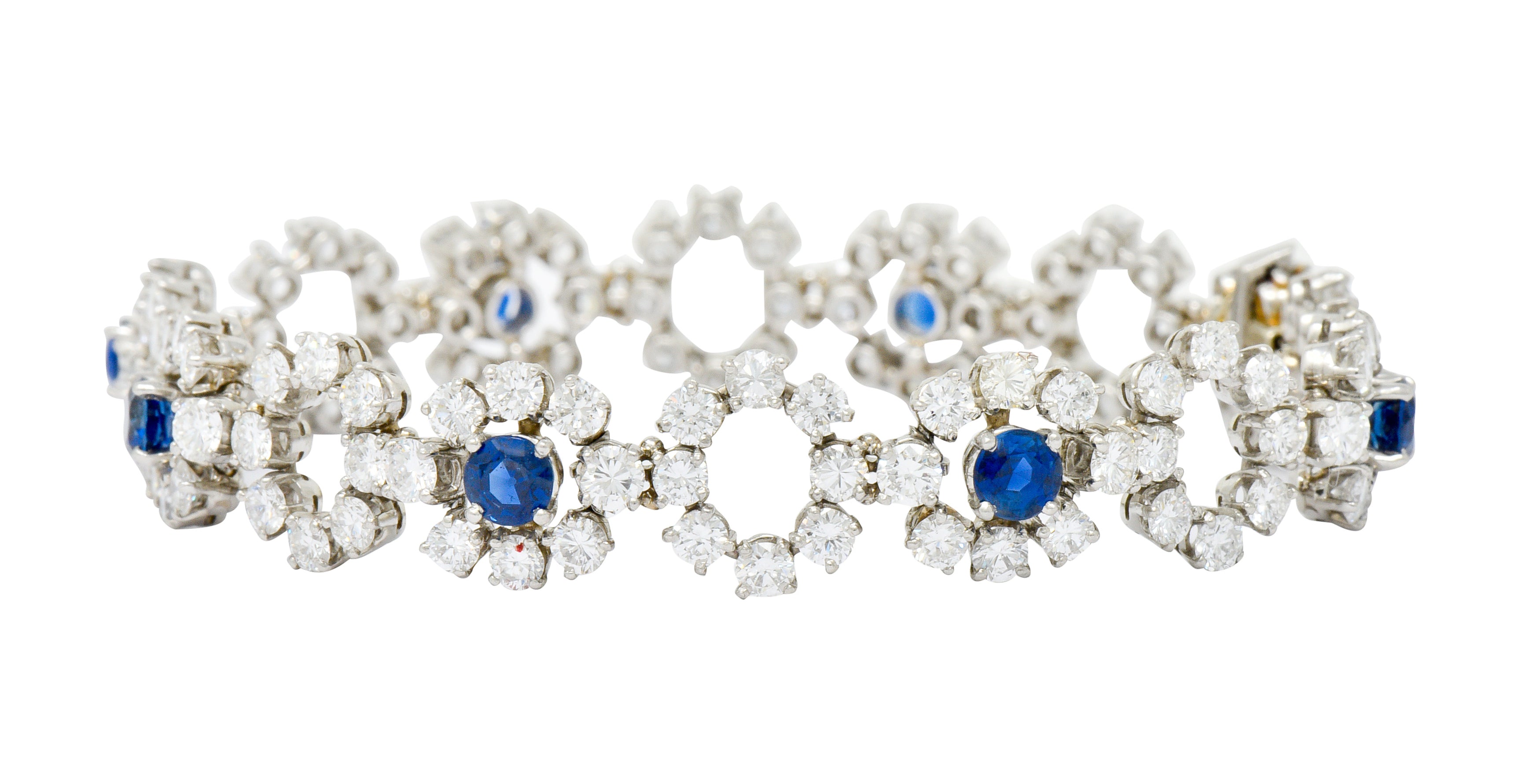 Tiffany & Co. 14.16 CTW Diamond Sapphire Platinum Cluster Link Bracelet - Wilson's Estate Jewelry