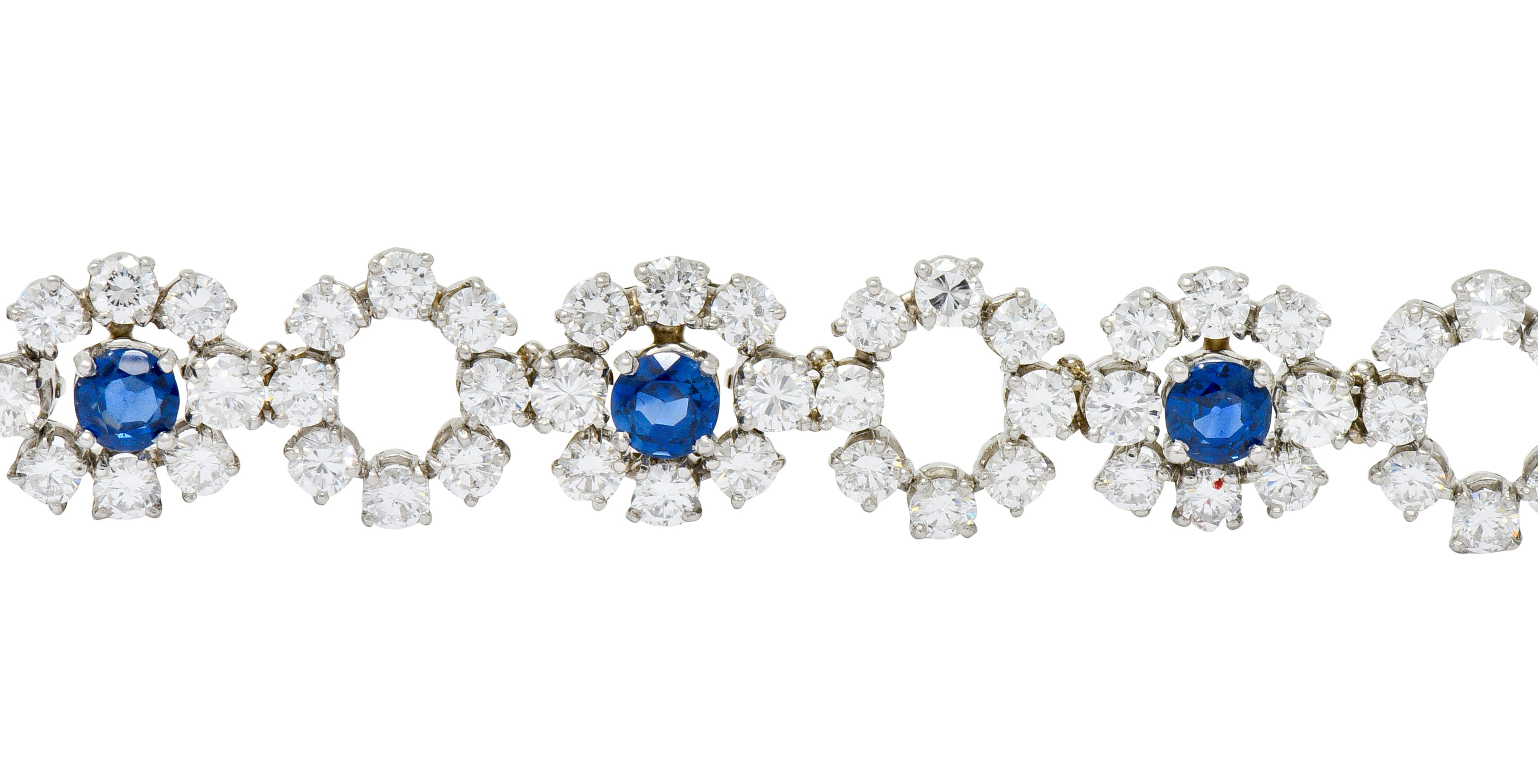 Tiffany & Co. 14.16 CTW Diamond Sapphire Platinum Cluster Link Bracelet - Wilson's Estate Jewelry