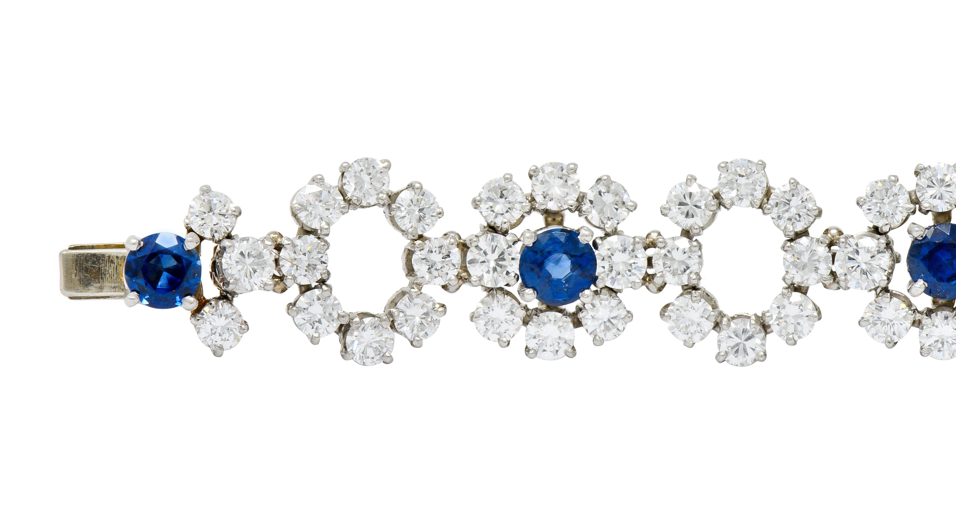 Tiffany & Co. 14.16 CTW Diamond Sapphire Platinum Cluster Link Bracelet - Wilson's Estate Jewelry