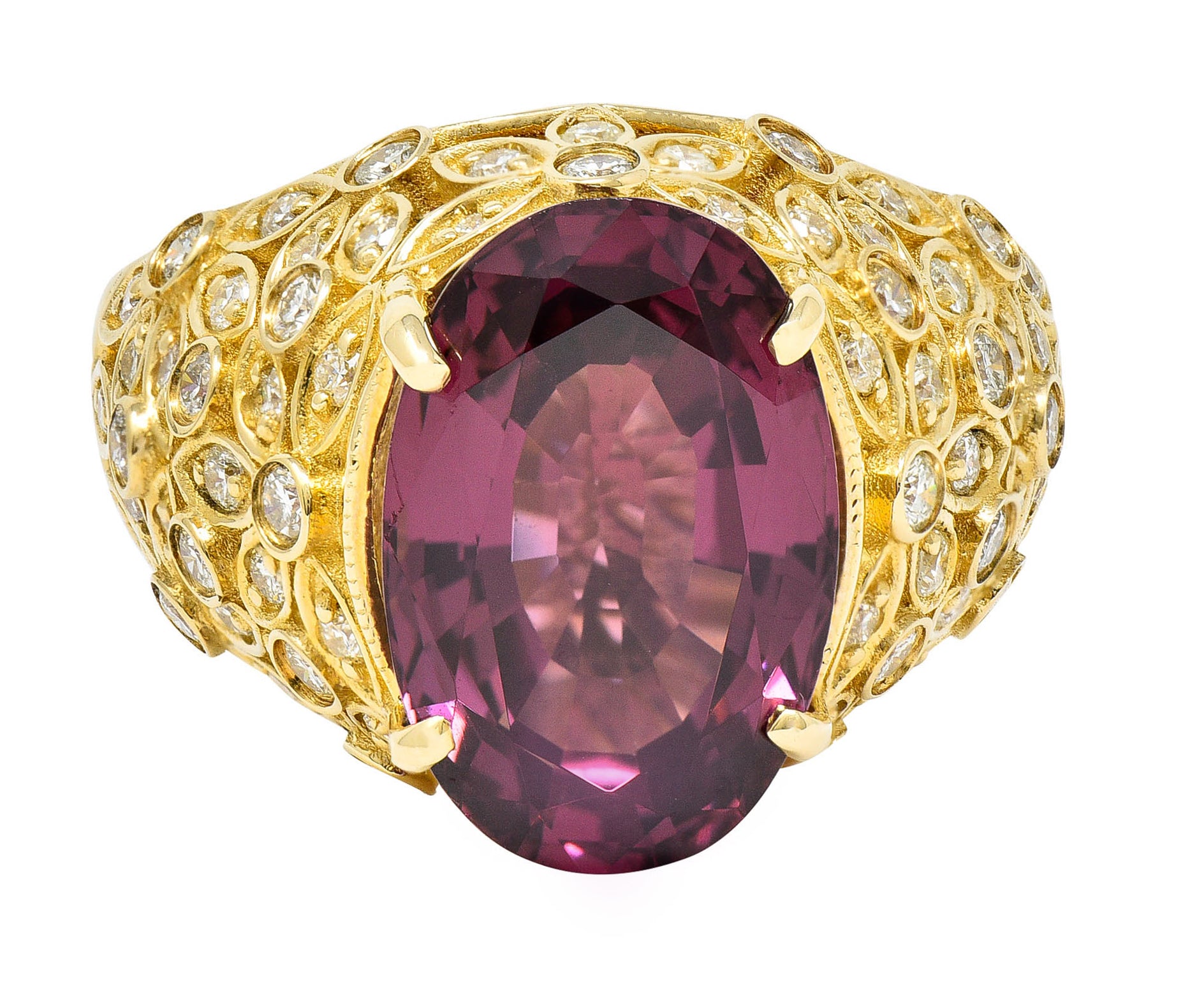 Contemporary 7.51 CTW Spinel Diamond 14 Karat Gold Gemstone RingRing - Wilson's Estate Jewelry