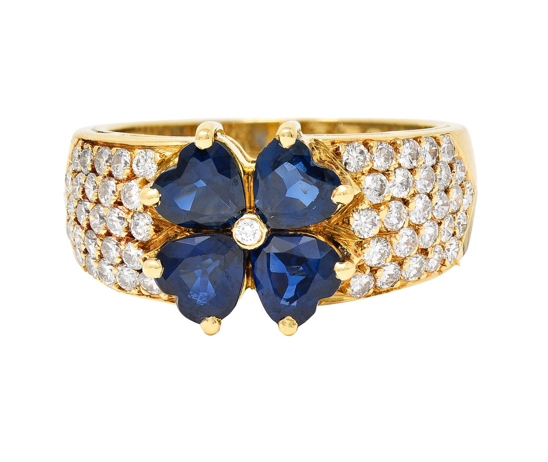 Van Cleef & Arpels French Sapphire Diamond 18 Karat Gold Marie Antoinette Fleurette Band RingRing - Wilson's Estate Jewelry