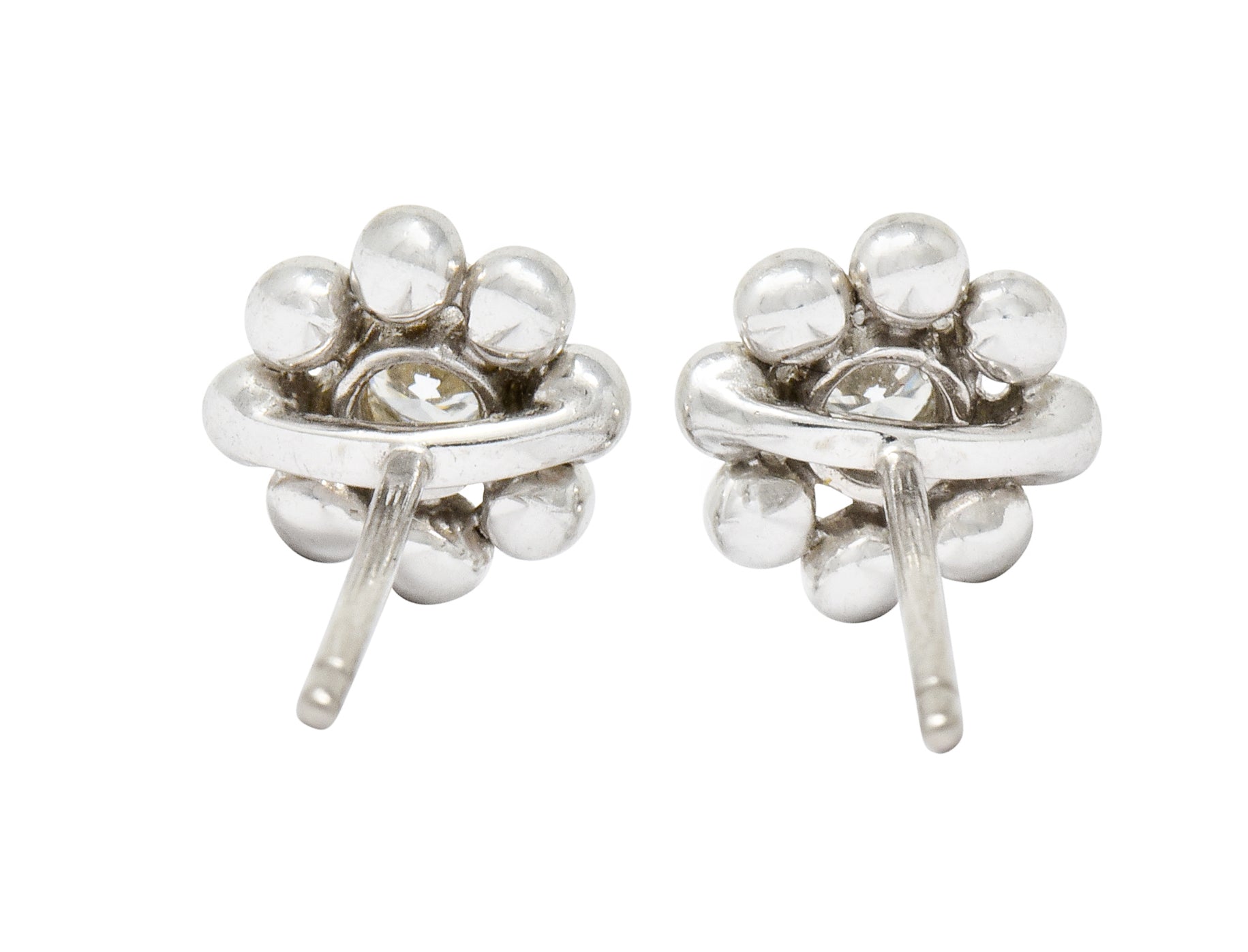 Tiffany & Co. Diamond 18 Karat White Gold Floral Cluster Stud Earrings - Wilson's Estate Jewelry