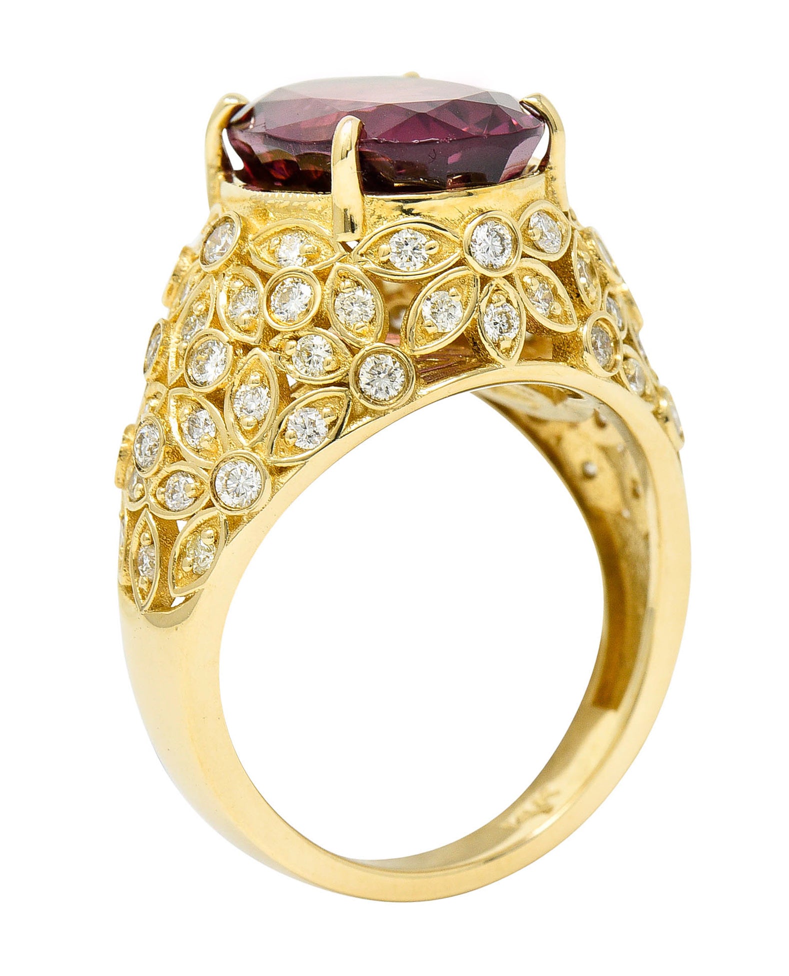 Contemporary 7.51 CTW Spinel Diamond 14 Karat Gold Gemstone RingRing - Wilson's Estate Jewelry