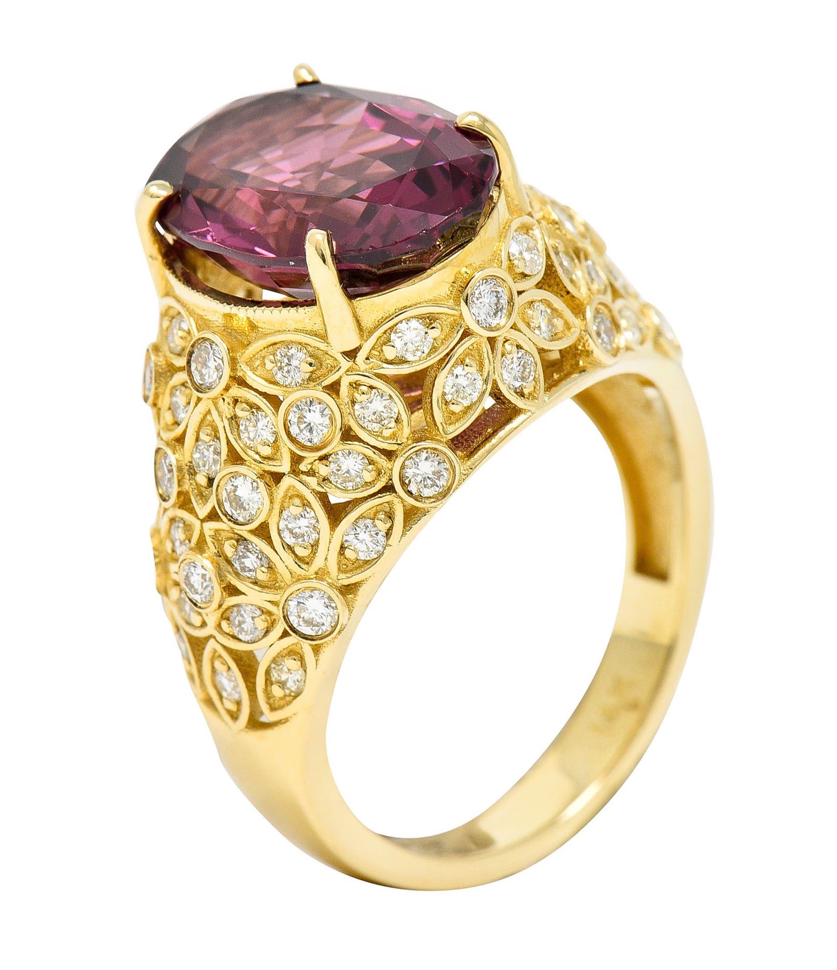 Contemporary 7.51 CTW Spinel Diamond 14 Karat Gold Gemstone RingRing - Wilson's Estate Jewelry