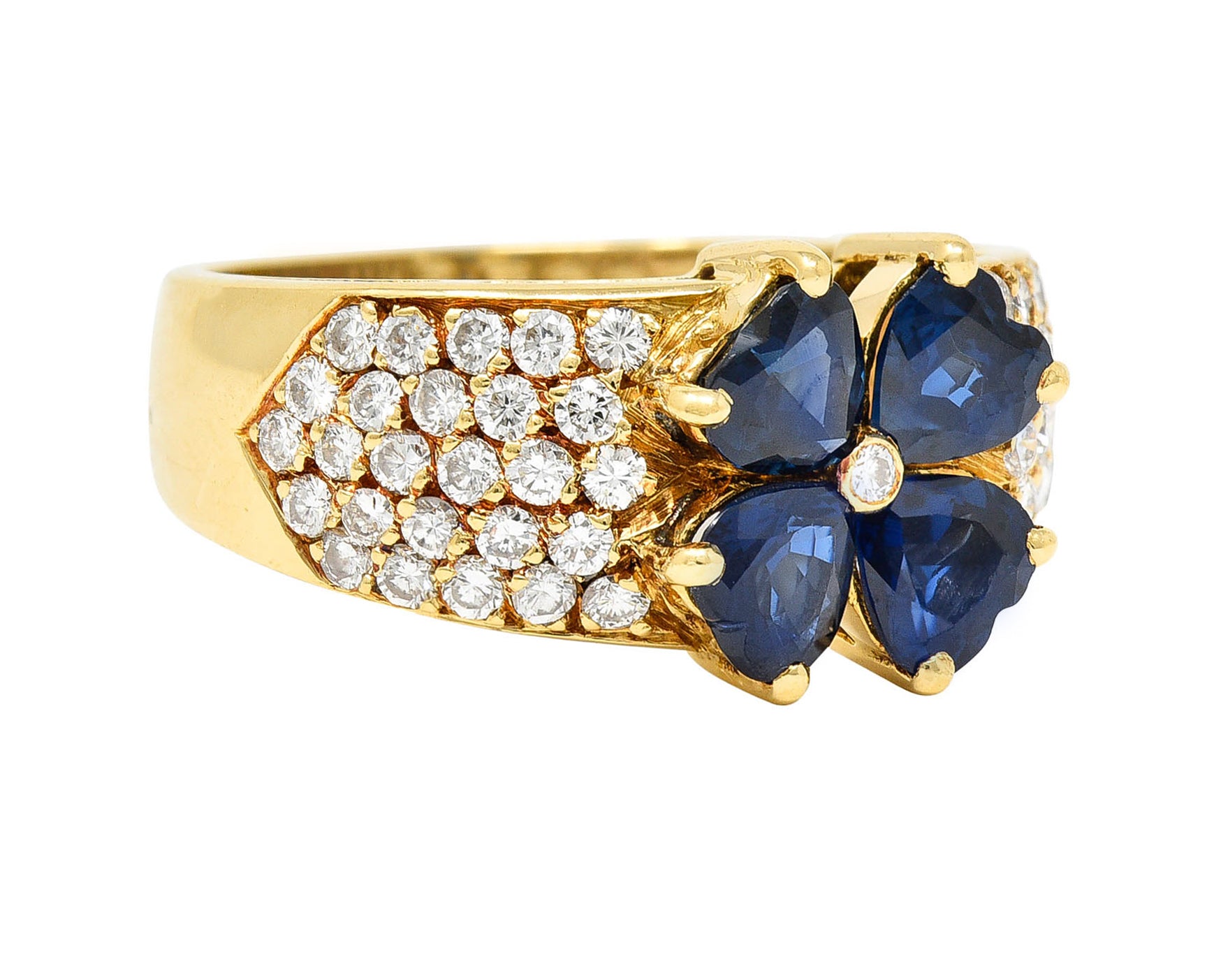 Van Cleef & Arpels French Sapphire Diamond 18 Karat Gold Marie Antoinette Fleurette Band RingRing - Wilson's Estate Jewelry