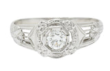 Art Deco Diamond 18 Karat White Gold Orange Blossom Halo Engagement RingRing - Wilson's Estate Jewelry
