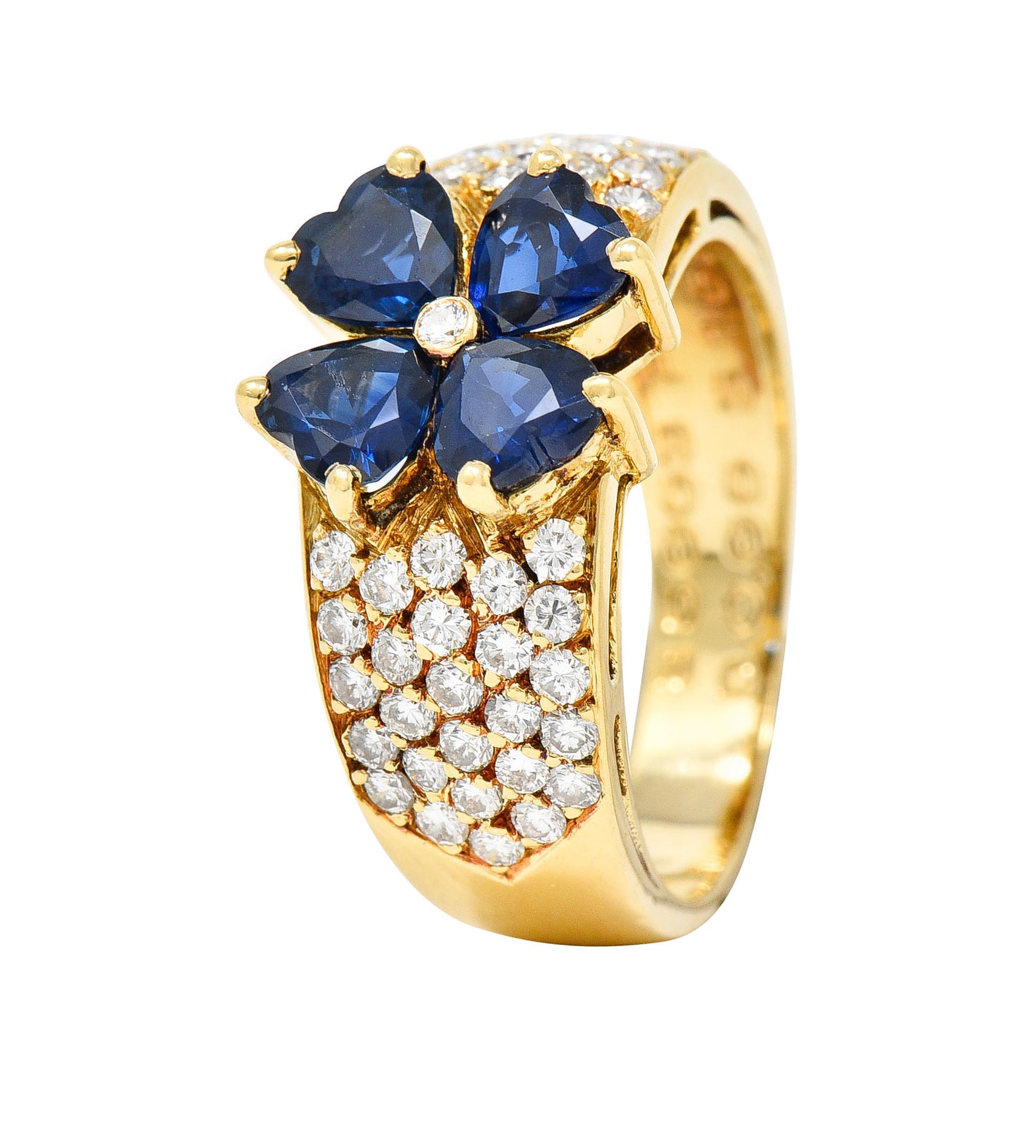 Van Cleef & Arpels French Sapphire Diamond 18 Karat Gold Marie Antoinette Fleurette Band RingRing - Wilson's Estate Jewelry