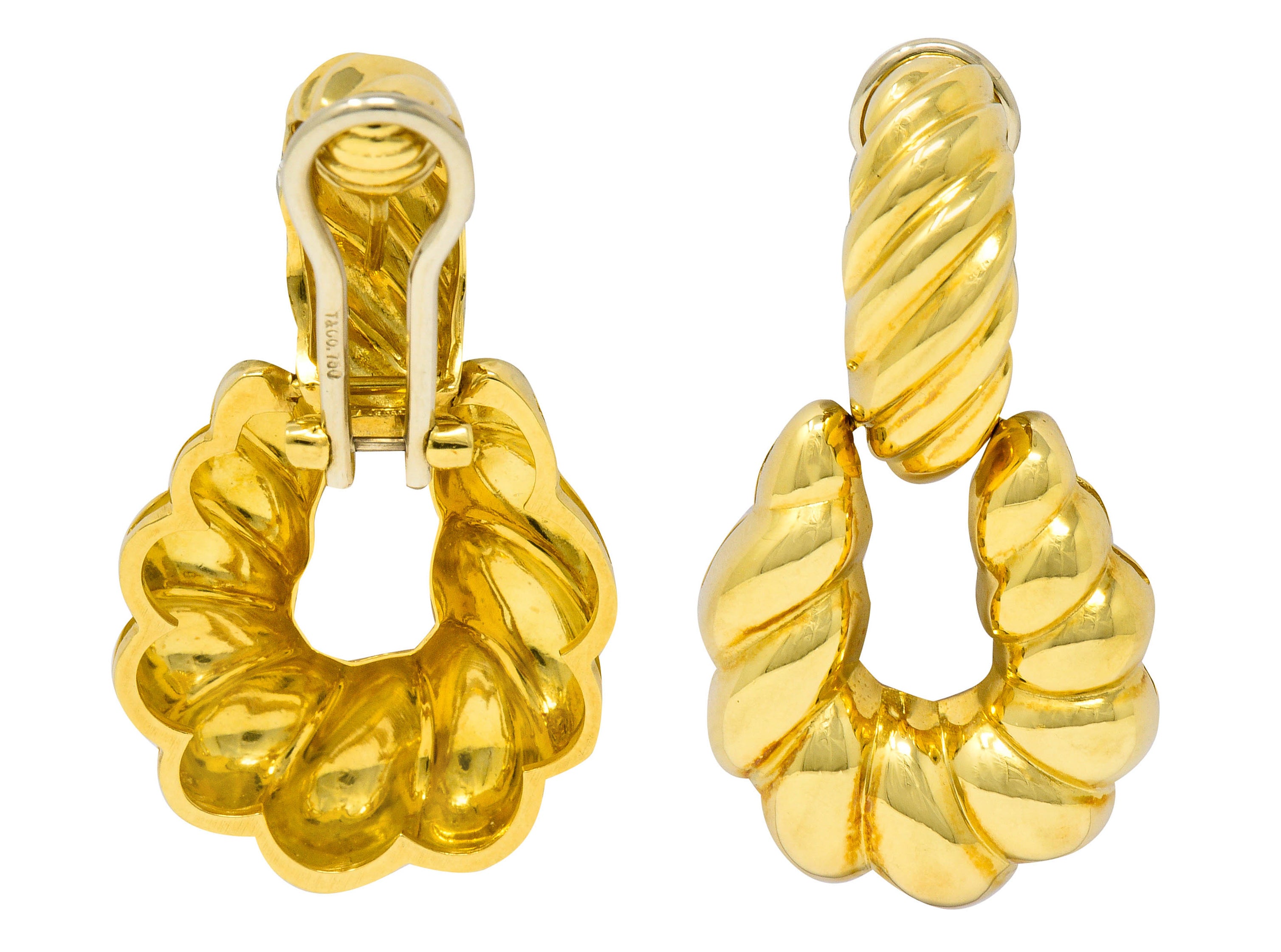Tiffany & Co. 18 Karat Gold Ribbed Doorknocker Ear-Clip EarringsEarrings - Wilson's Estate Jewelry