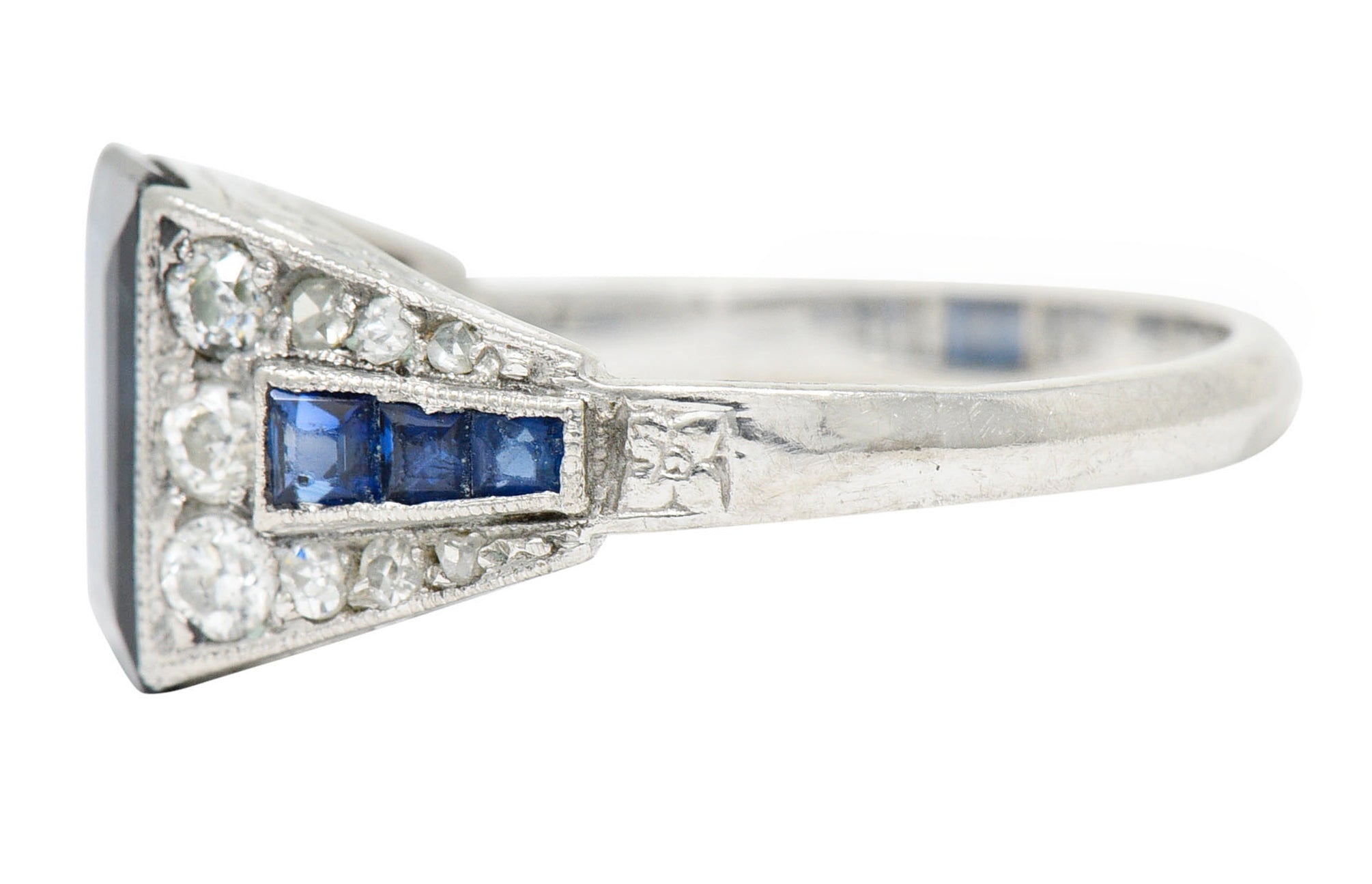 1920's Art Deco Sapphire Diamond Platinum Band RingRing - Wilson's Estate Jewelry