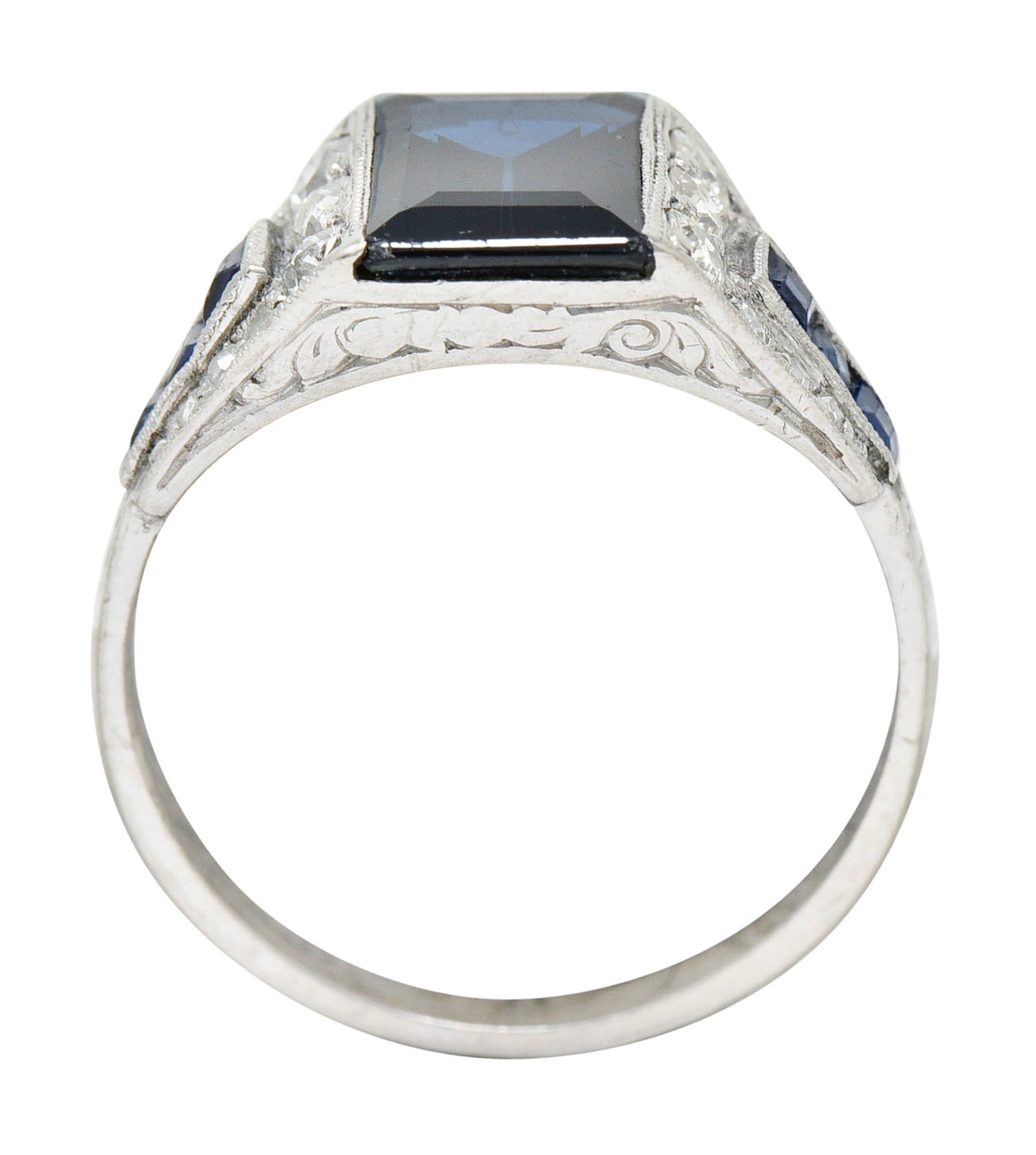 1920's Art Deco Sapphire Diamond Platinum Band RingRing - Wilson's Estate Jewelry