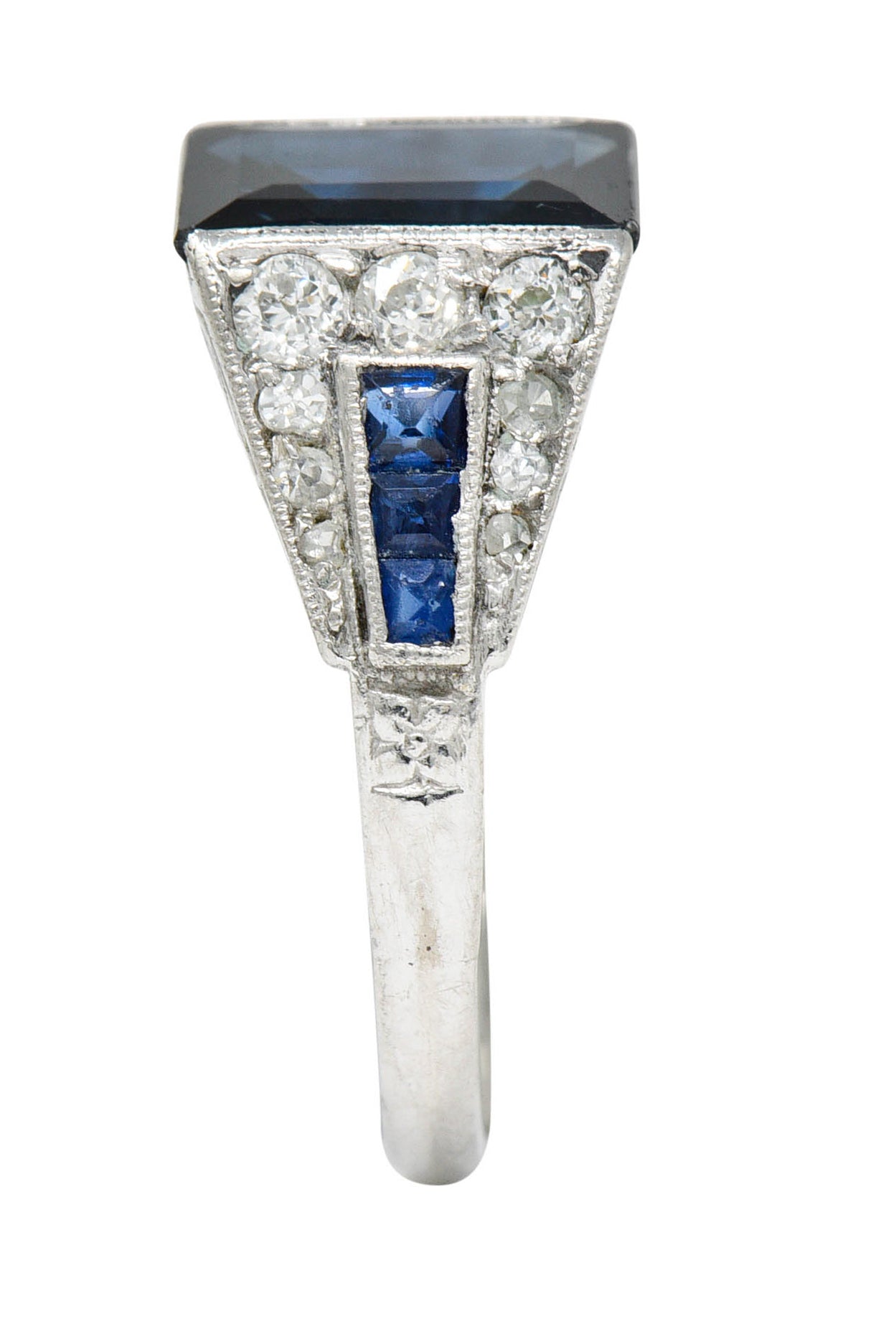 1920's Art Deco Sapphire Diamond Platinum Band RingRing - Wilson's Estate Jewelry