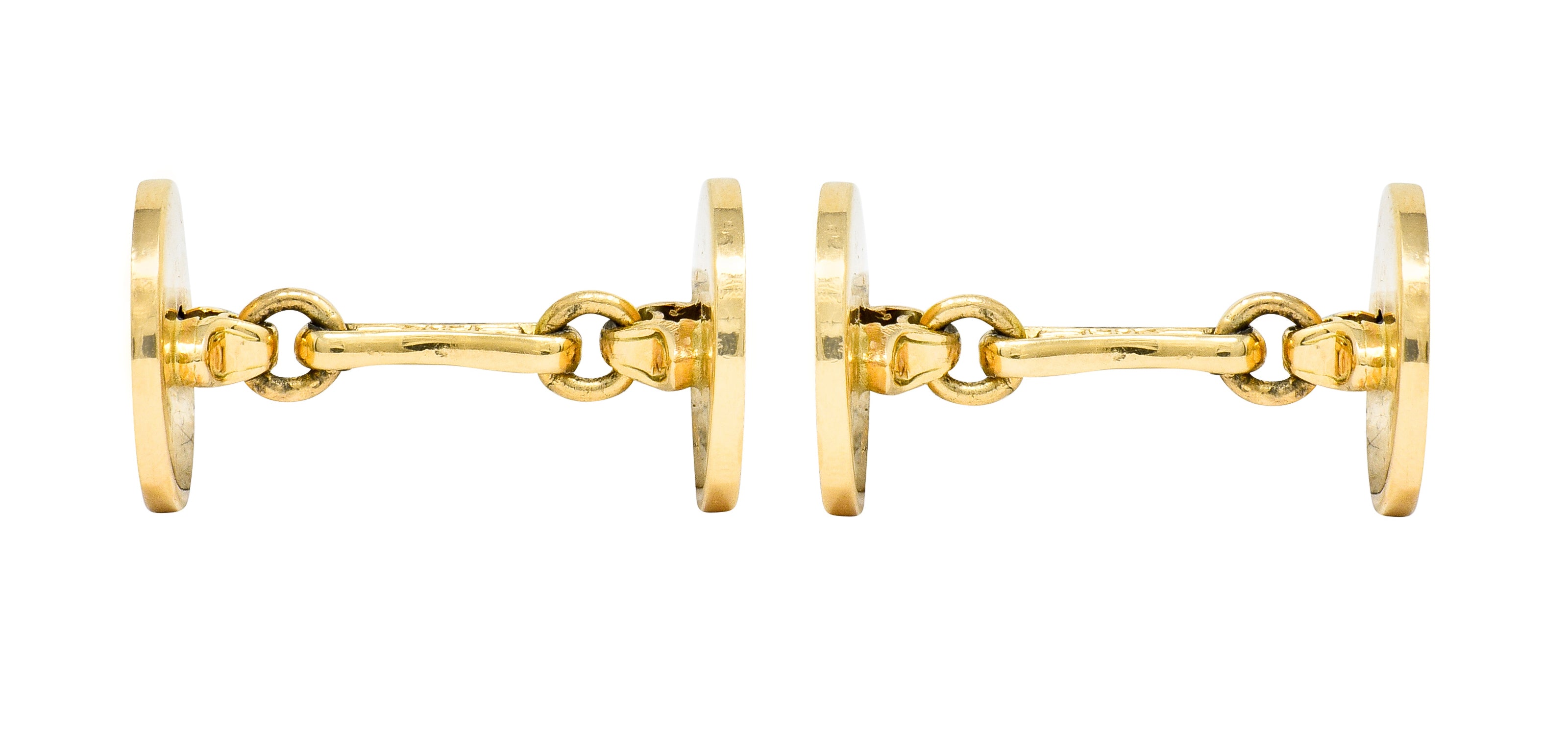 Tiffany & Co. Sapphire 14 Karat Gold Retro Men's Radiating Disk Cufflink Dress Set - Wilson's Estate Jewelry