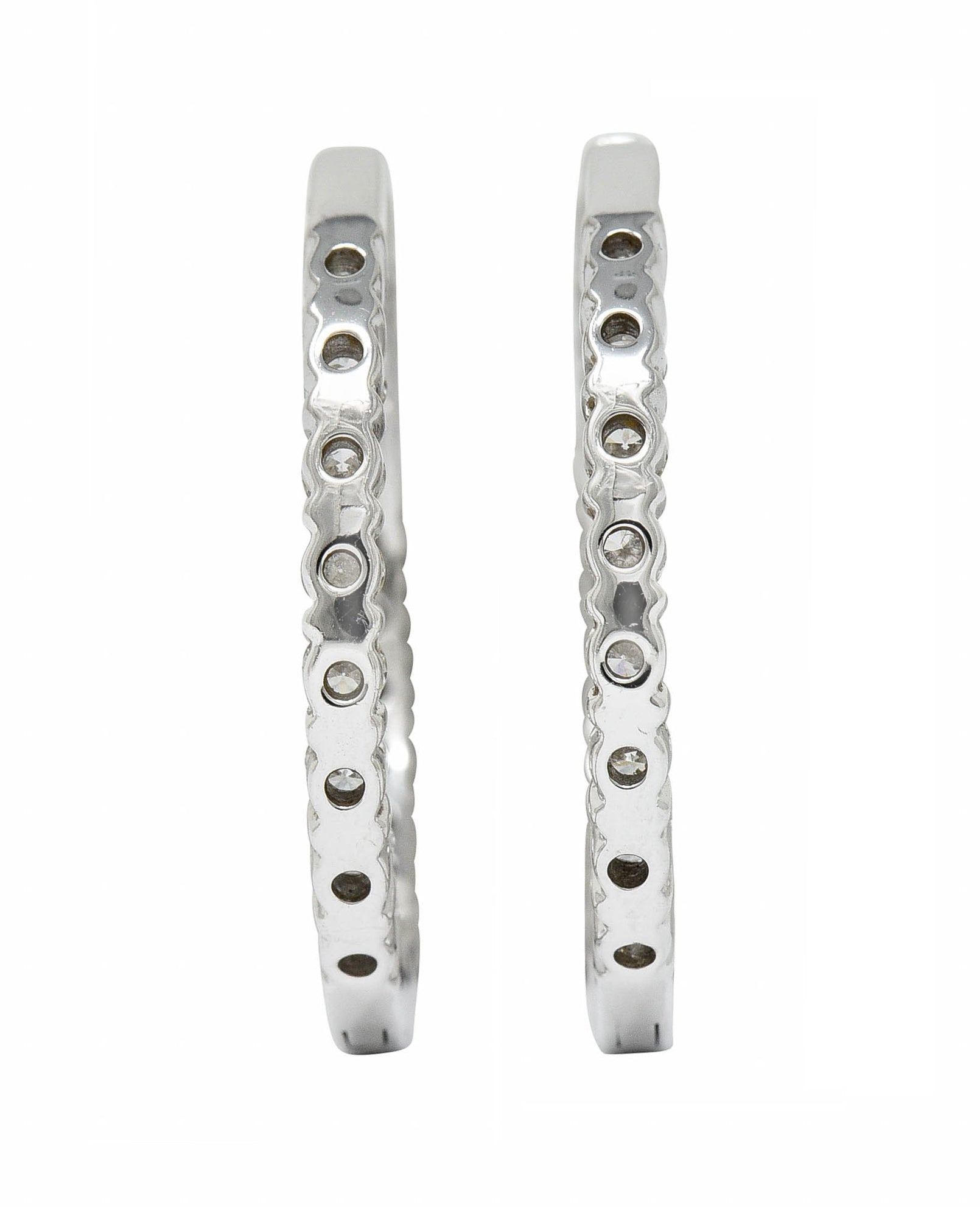 Contemporary 2.25 CTW Diamond 14 Karat White Gold Hoop EarringsEarrings - Wilson's Estate Jewelry