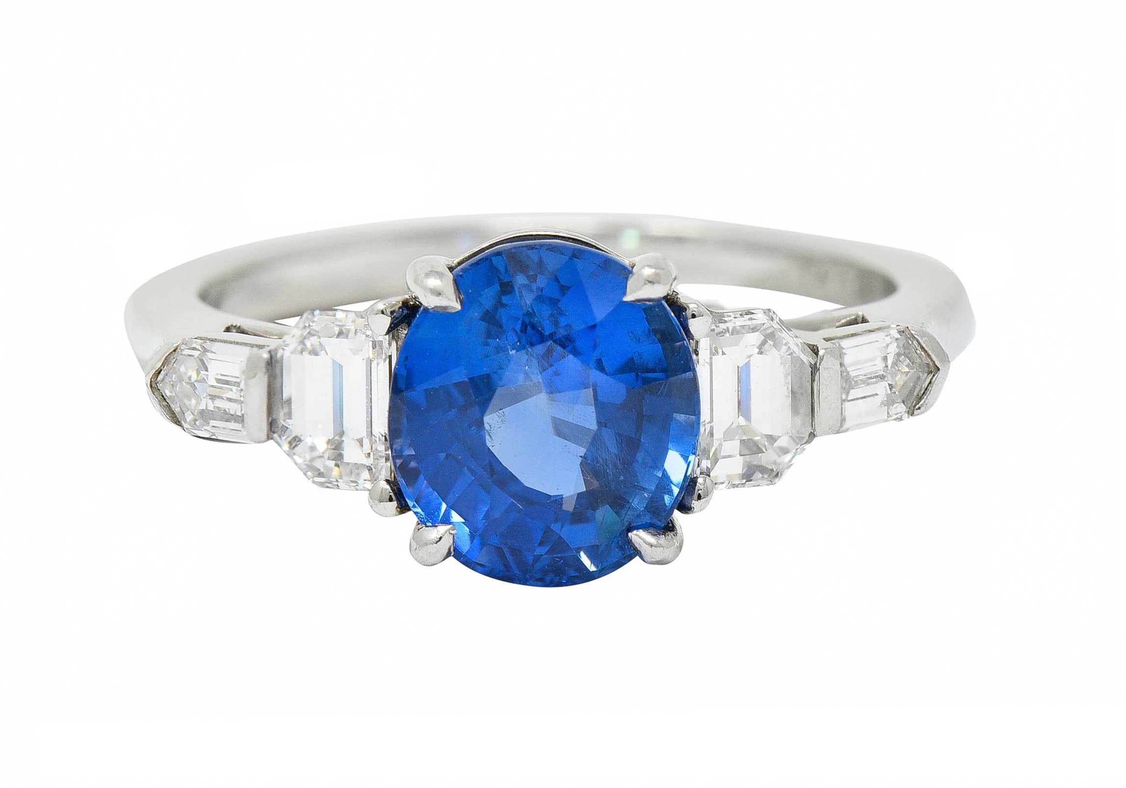 Raymond Yard 3.20 CTW No Heat Sapphire Diamond Platinum Ring GIARing - Wilson's Estate Jewelry