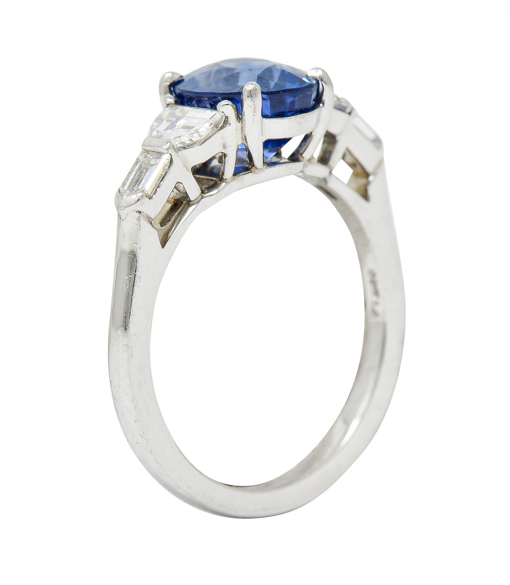 Raymond Yard 3.20 CTW No Heat Sapphire Diamond Platinum Ring GIARing - Wilson's Estate Jewelry