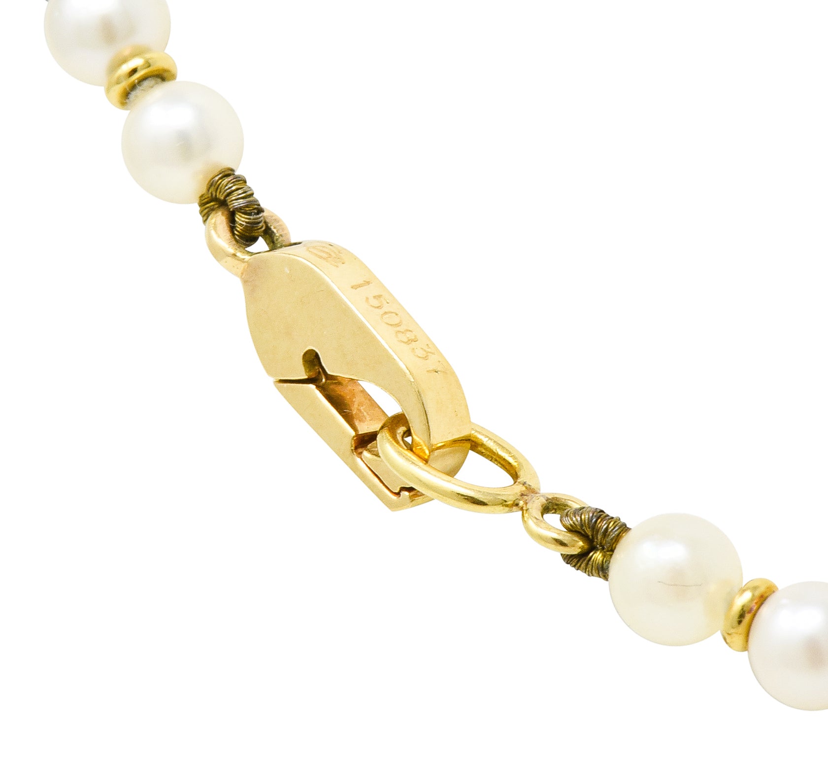 Carrera Y Carrera Diamond Pearl 18 Karat Gold Las Manos Strand Necklace - Wilson's Estate Jewelry