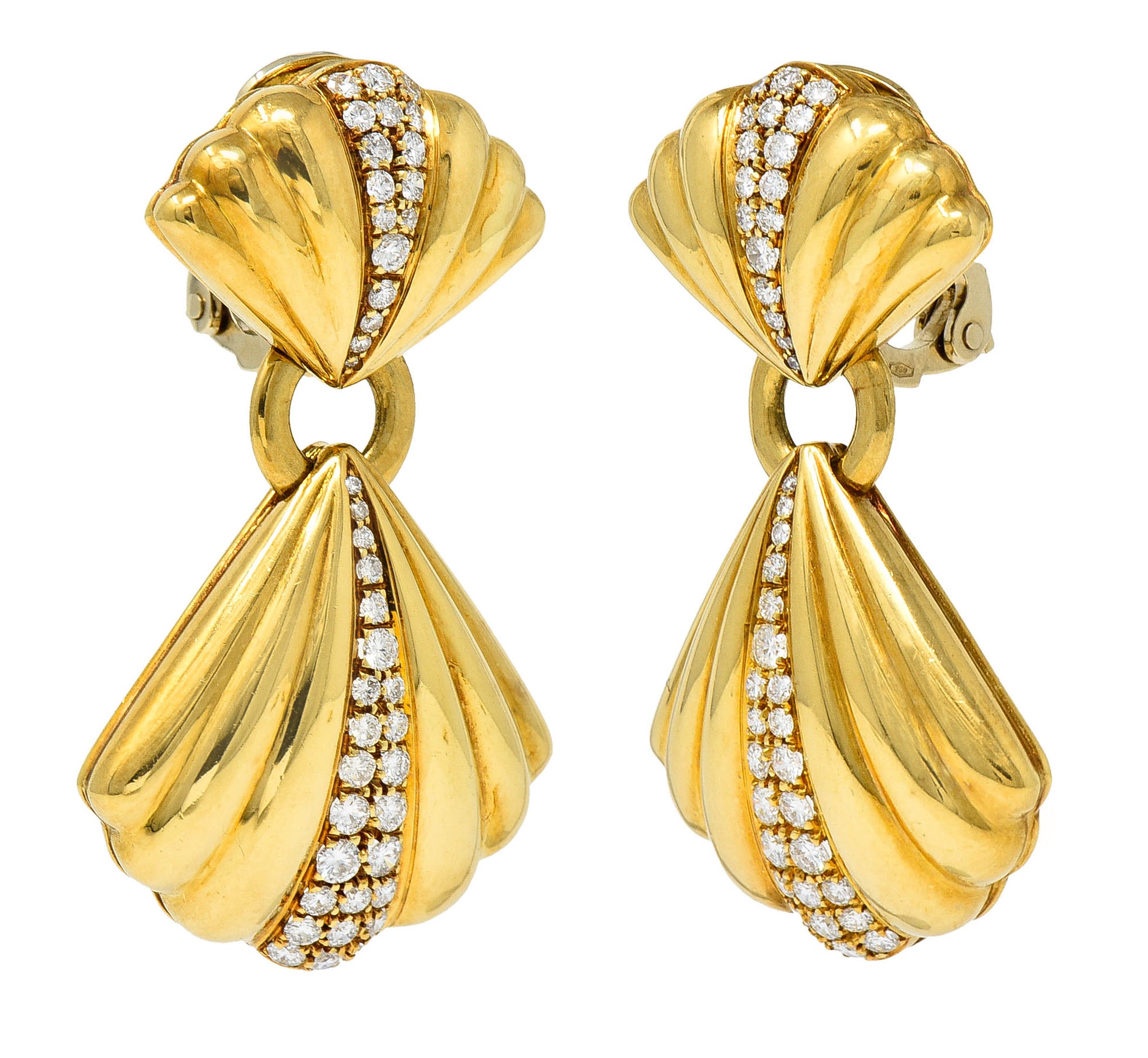 Van Cleef & Arpels 1.50 CTW Diamond 18 Karat Gold Vintage Drop Ear-Clip EarringsEarrings - Wilson's Estate Jewelry