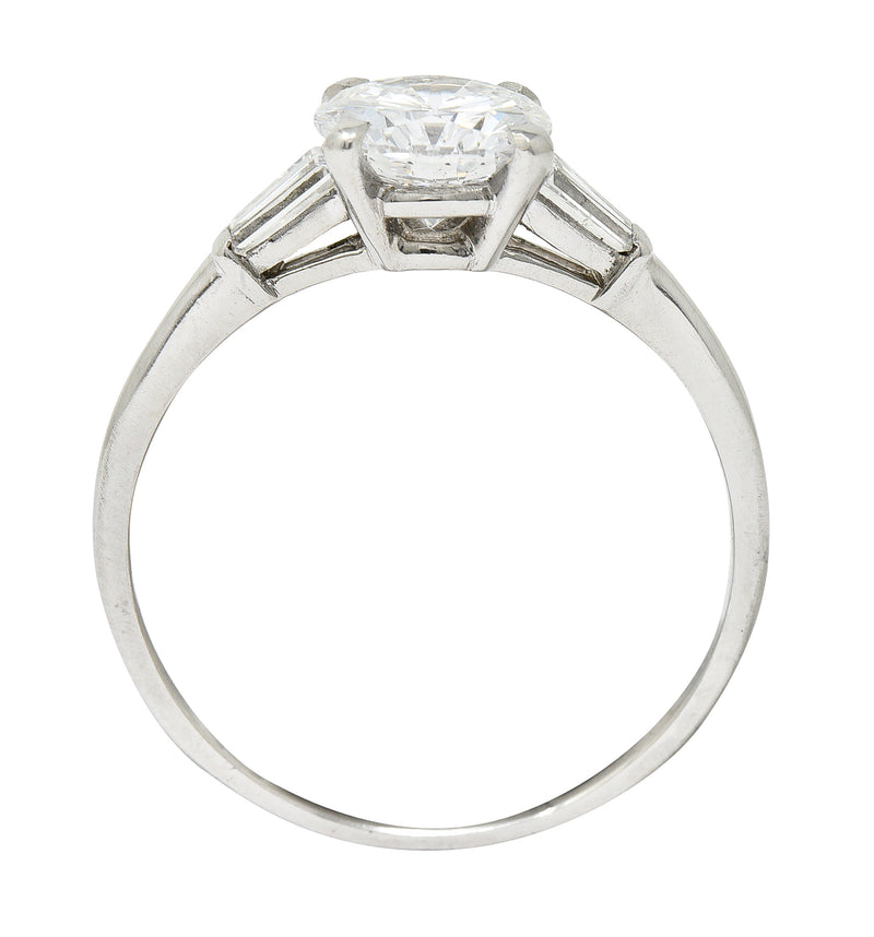 Mid-Century 1.57 CTW Diamond Platinum Engagement Ring GIA Wilson's Estate Jewelry