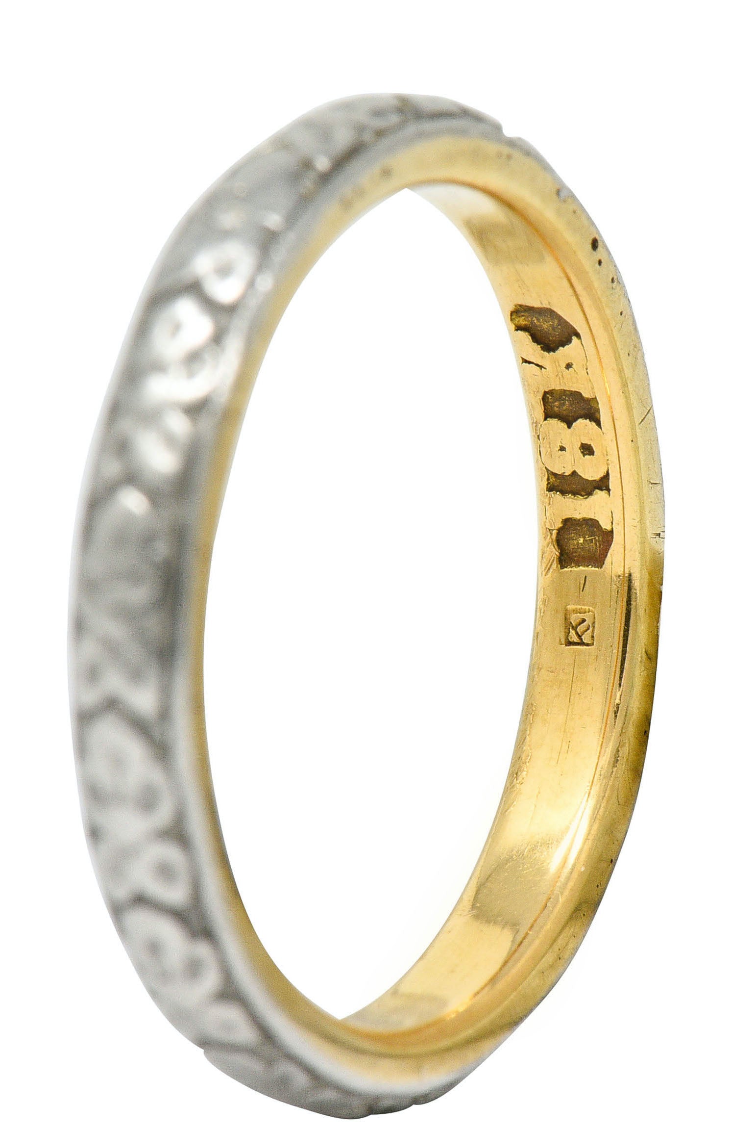 Early Art Deco Platinum-Topped 18 Karat Two-Tone Gold Floral Band RingRing - Wilson's Estate Jewelry