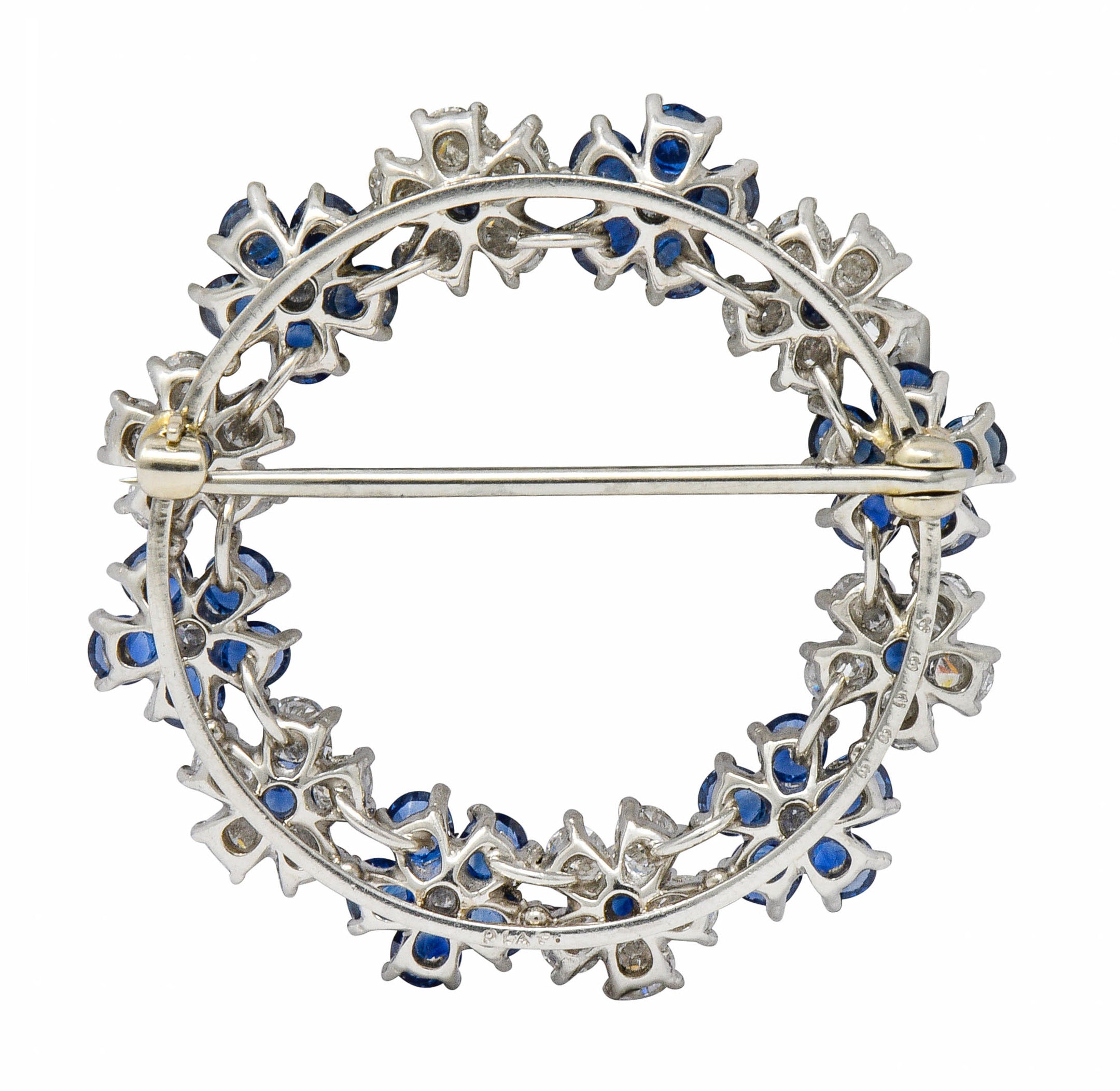 Oscar Heyman Bros. Vintage 5.40 CTW Sapphire Diamond Platinum Floral BroochBrooch - Wilson's Estate Jewelry