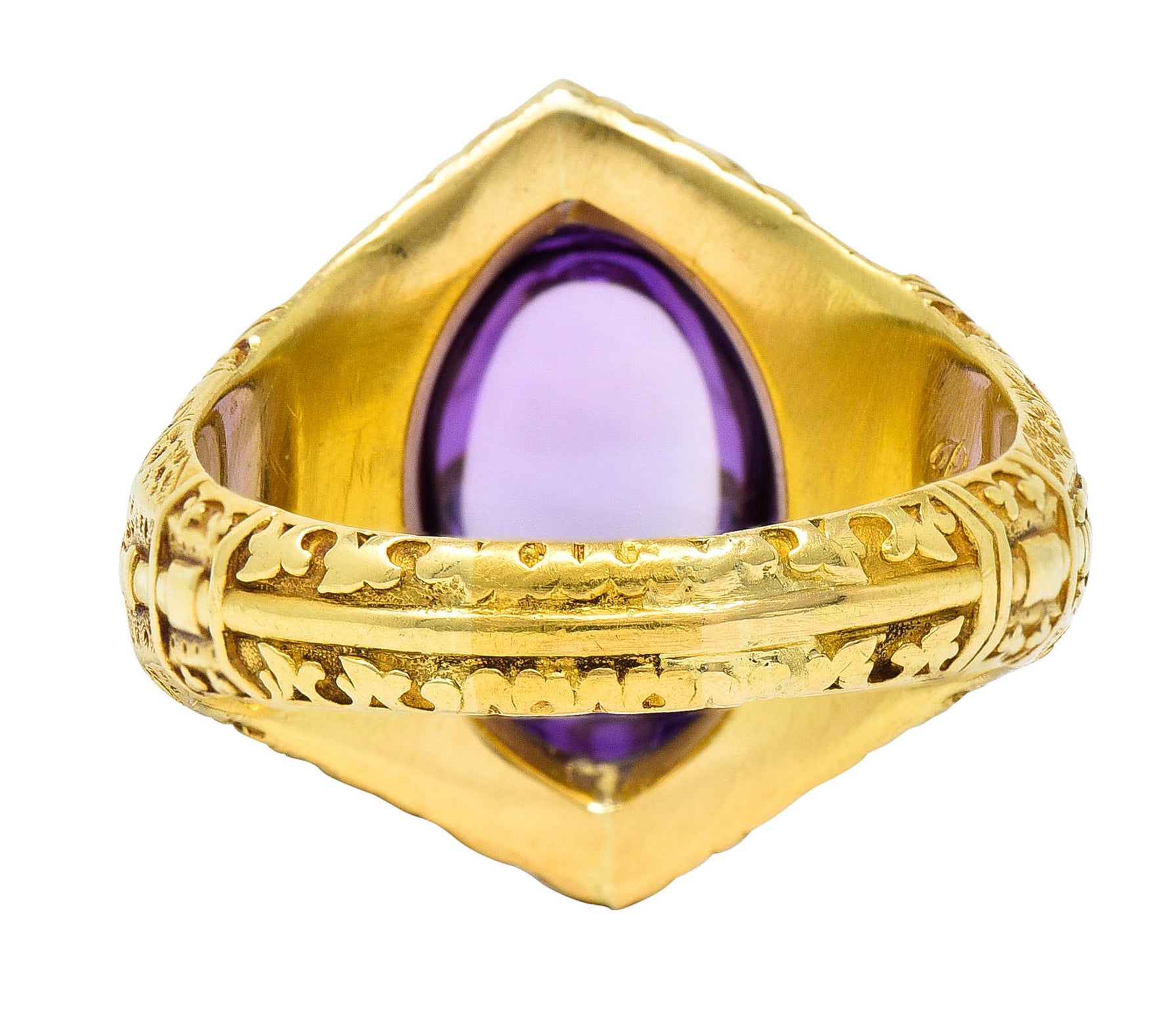 Antique Tiffany & Co. Amethyst Cabochon 18 Karat Gold Bishop Ecclesiastical Men’s RingRing - Wilson's Estate Jewelry