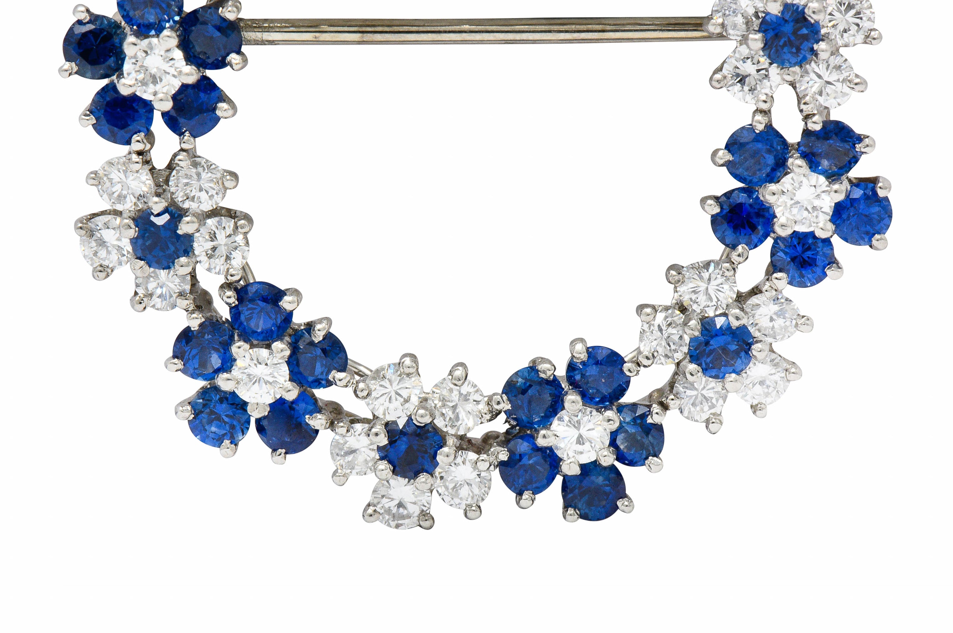 Oscar Heyman Bros. Vintage 5.40 CTW Sapphire Diamond Platinum Floral BroochBrooch - Wilson's Estate Jewelry