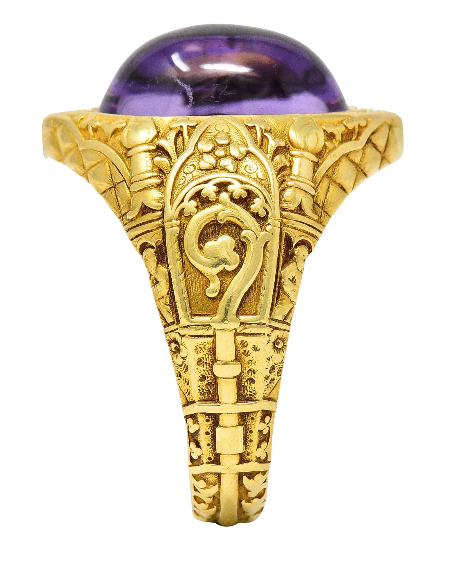 Antique Tiffany & Co. Amethyst Cabochon 18 Karat Gold Bishop Ecclesiastical Men’s RingRing - Wilson's Estate Jewelry