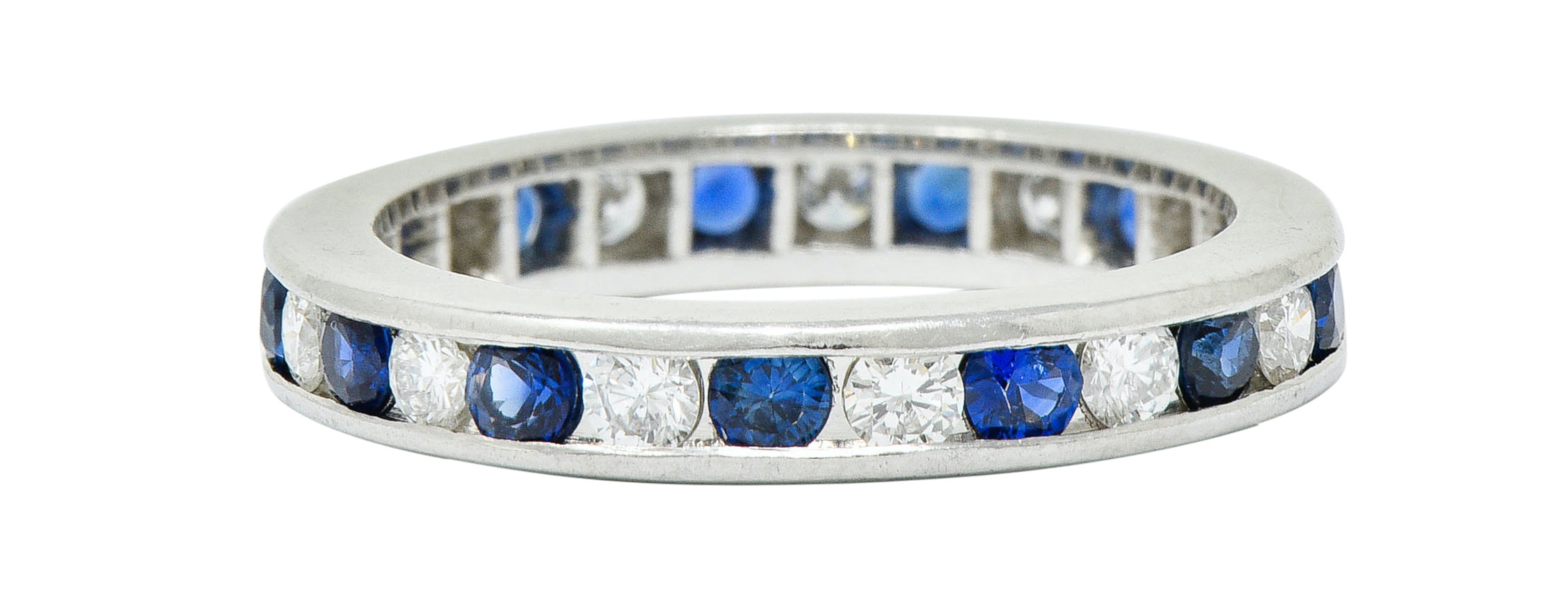 Classic Sapphire Diamond Platinum Eternity Band Stack RingRing - Wilson's Estate Jewelry