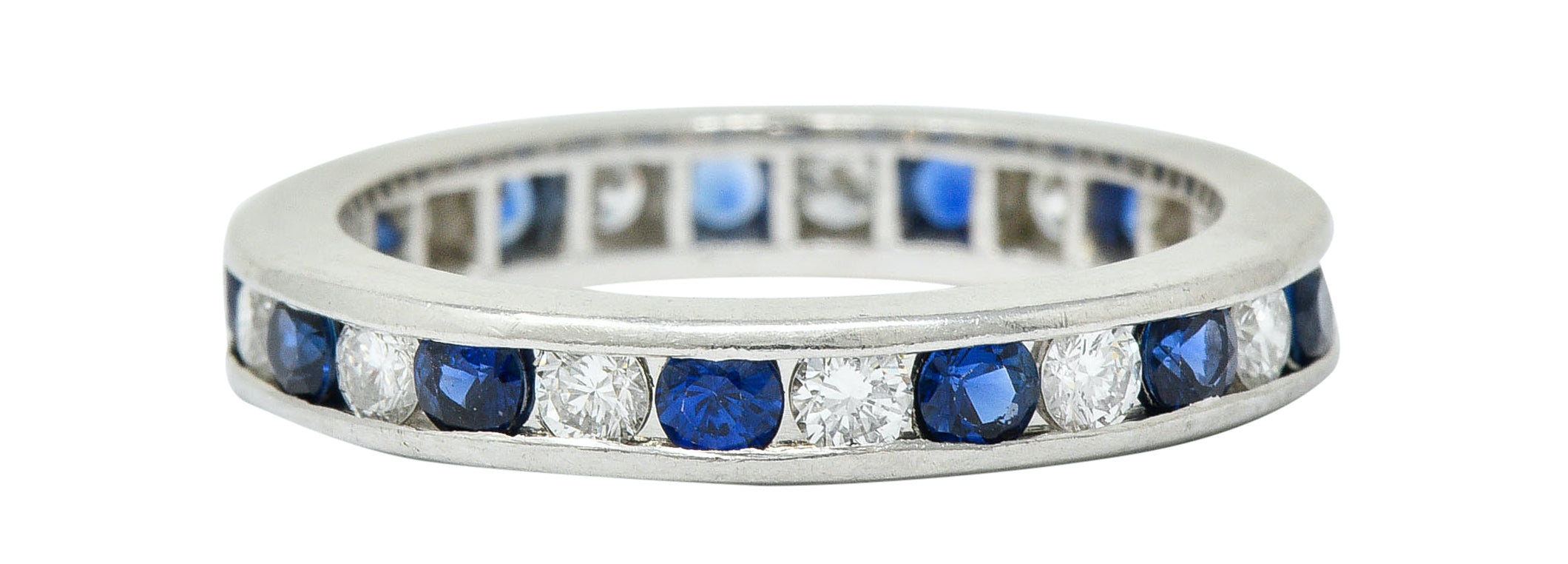 Classic Sapphire Diamond Platinum Eternity Band Stack RingRing - Wilson's Estate Jewelry