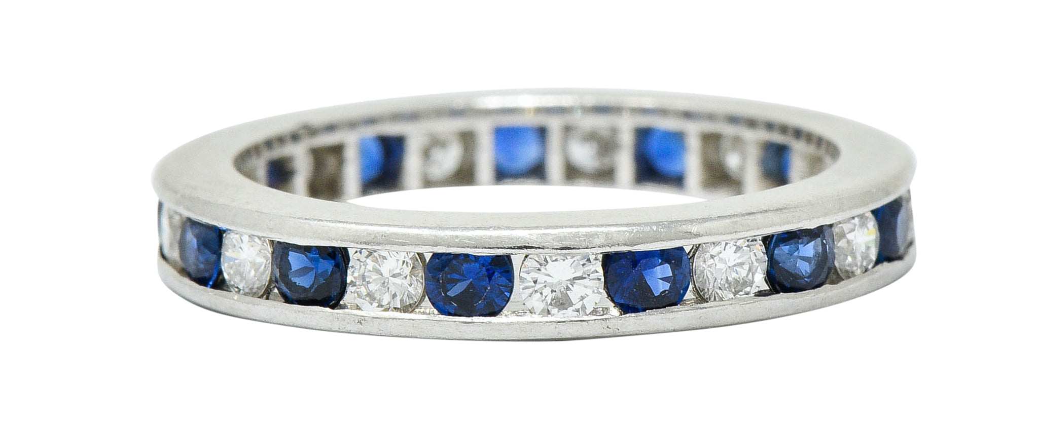 Classic Sapphire Diamond Platinum Eternity Band Stack RingRing - Wilson's Estate Jewelry