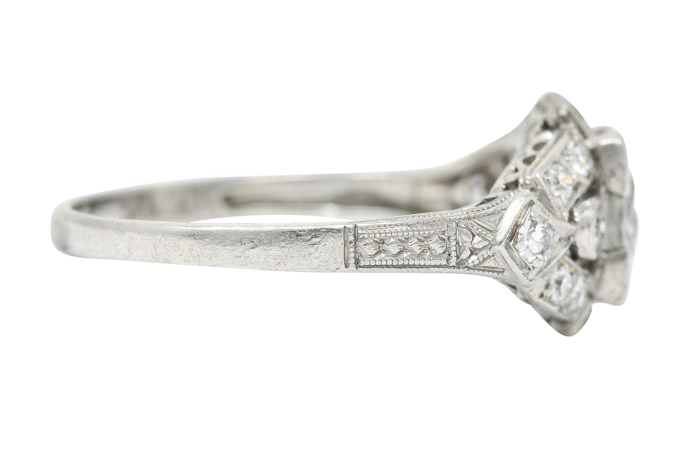 1930's Art Deco 1.20 CTW Diamond Platinum Geometric Band RingRing - Wilson's Estate Jewelry