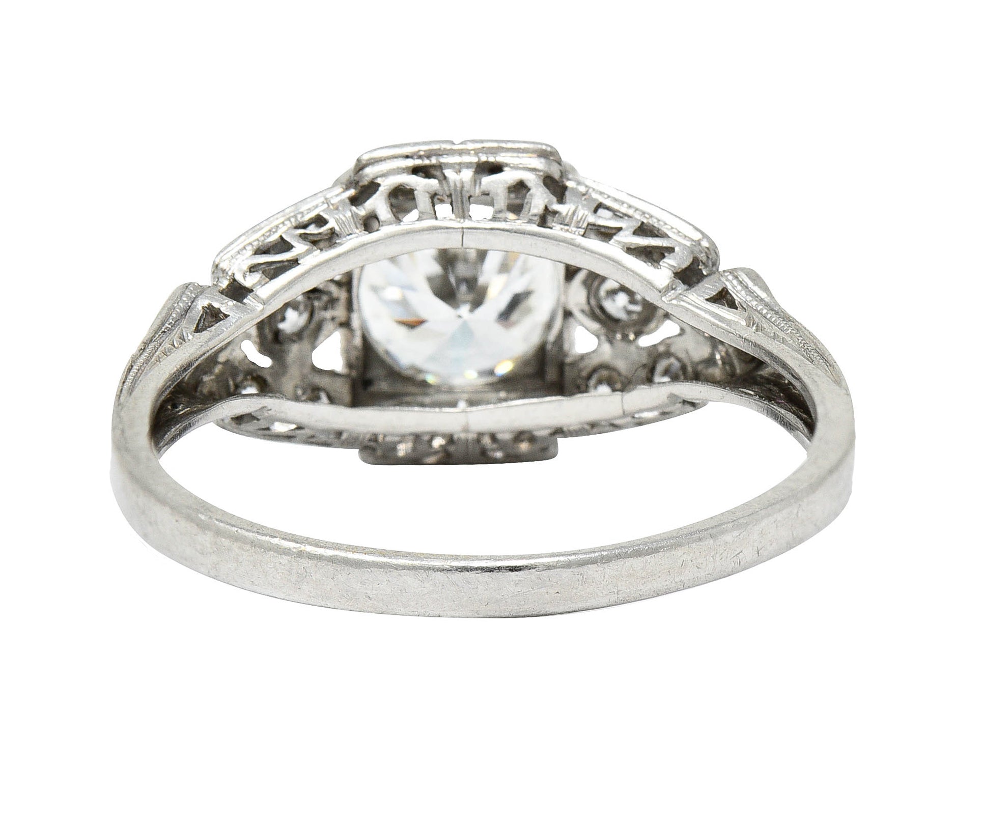 1930's Art Deco 1.20 CTW Diamond Platinum Geometric Band RingRing - Wilson's Estate Jewelry