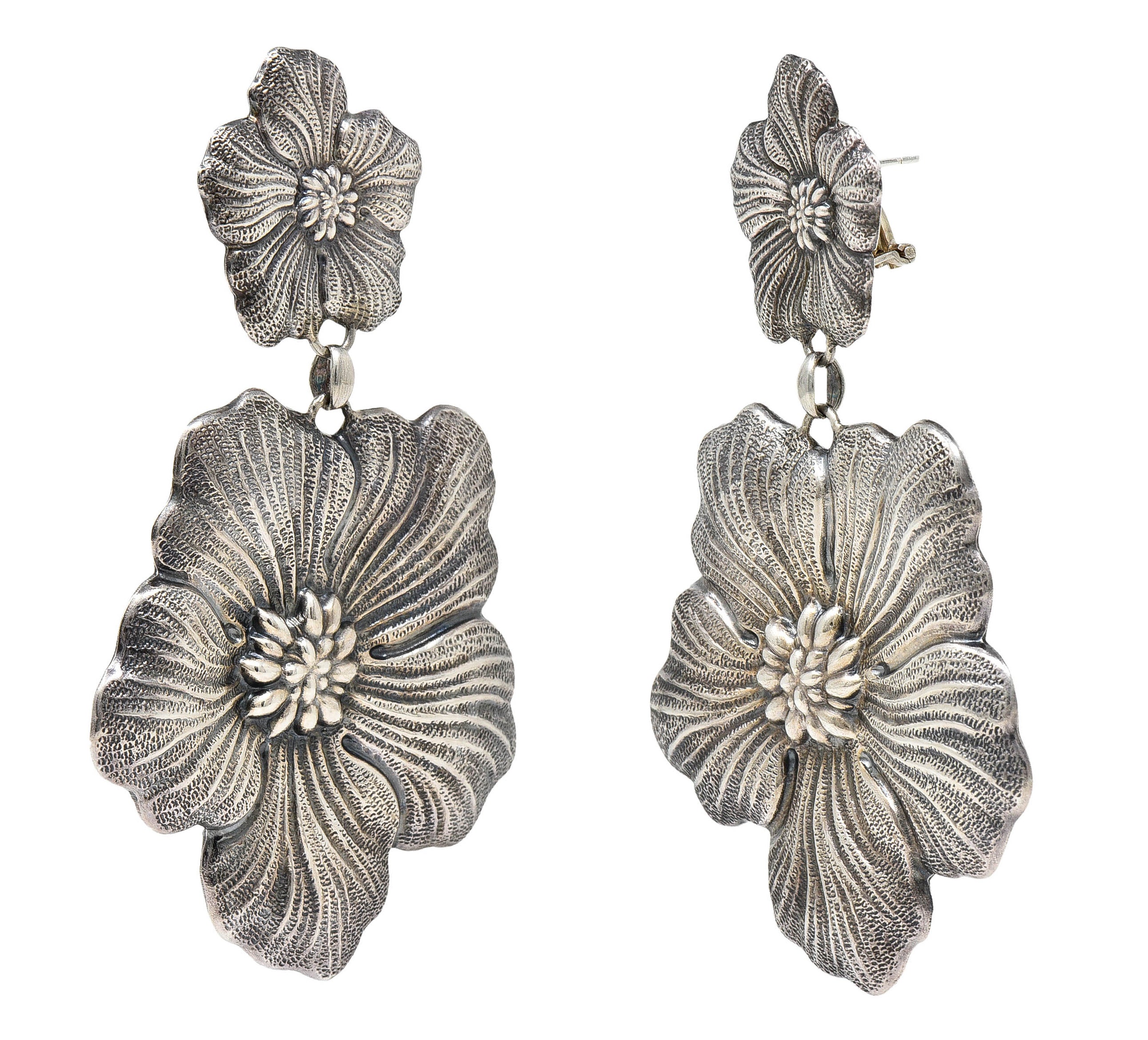 Buccellati Sterling Silver Gardenia Blossom Flower Drop EarringsEarrings - Wilson's Estate Jewelry