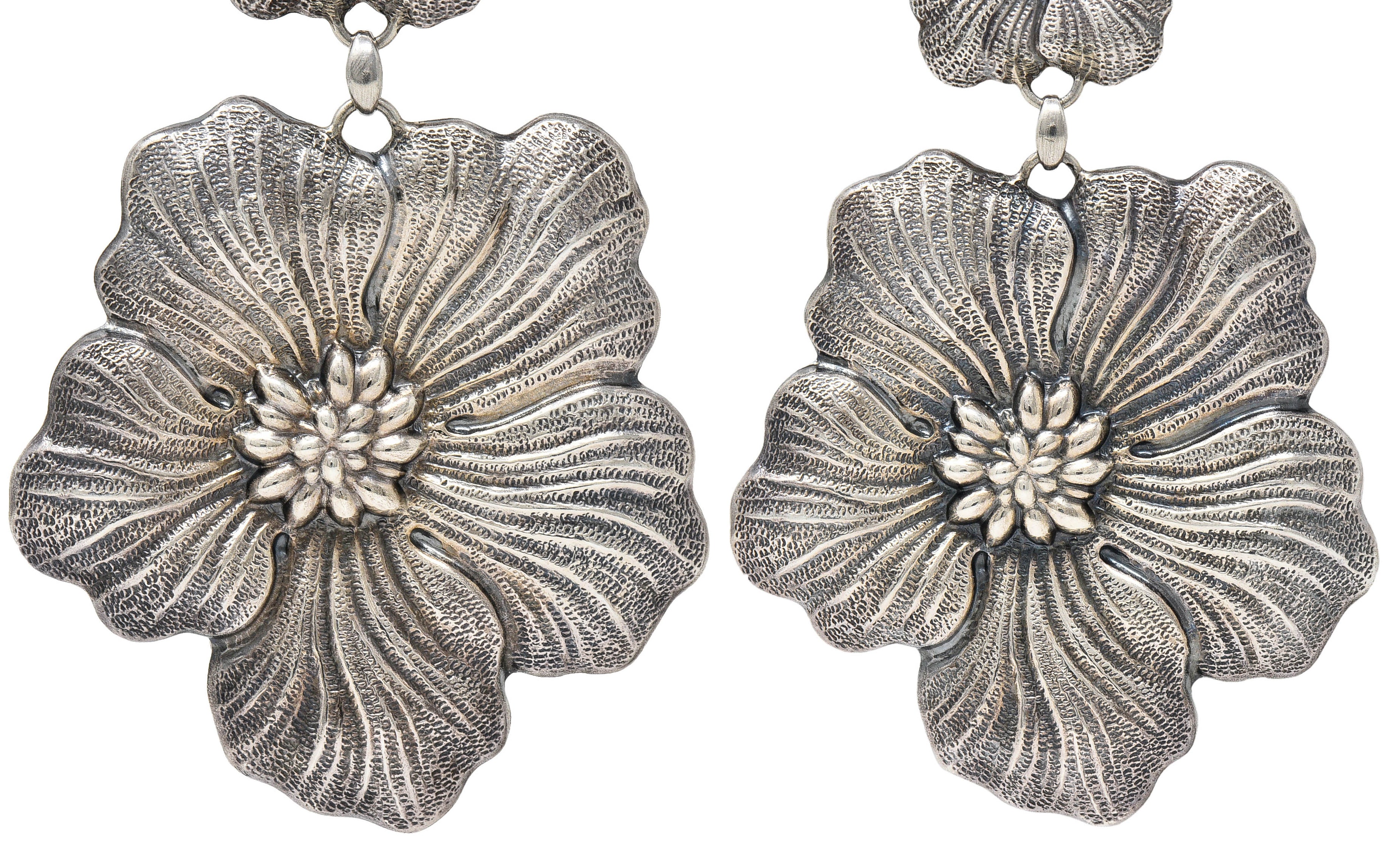 Buccellati Sterling Silver Gardenia Blossom Flower Drop EarringsEarrings - Wilson's Estate Jewelry