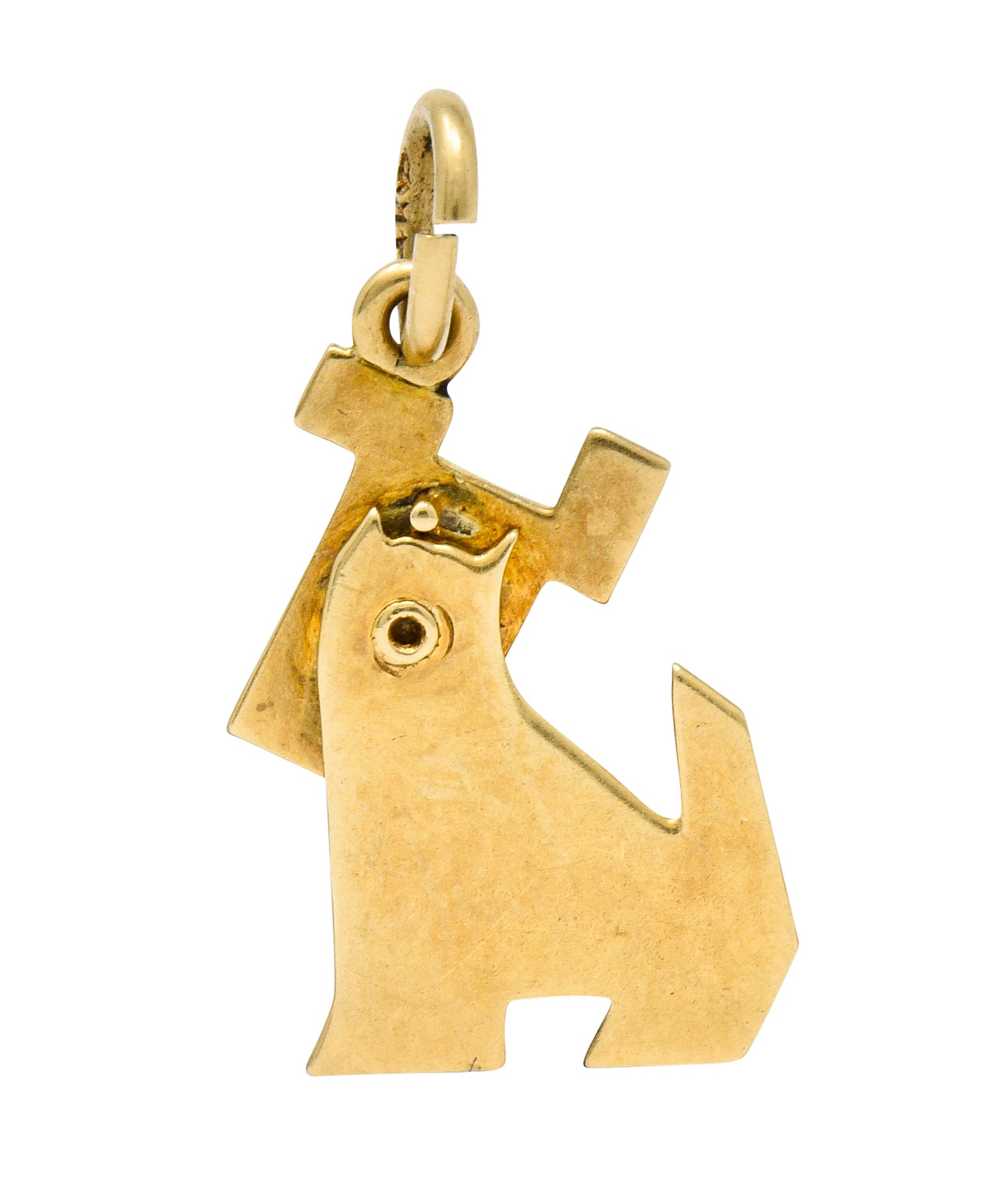 Art Nouveau Enamel 14 Karat Gold Articulated Dog Charm - Wilson's Estate Jewelry