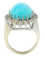 Modern Turquoise Diamond 14 Karat White Gold Cluster RingRing - Wilson's Estate Jewelry