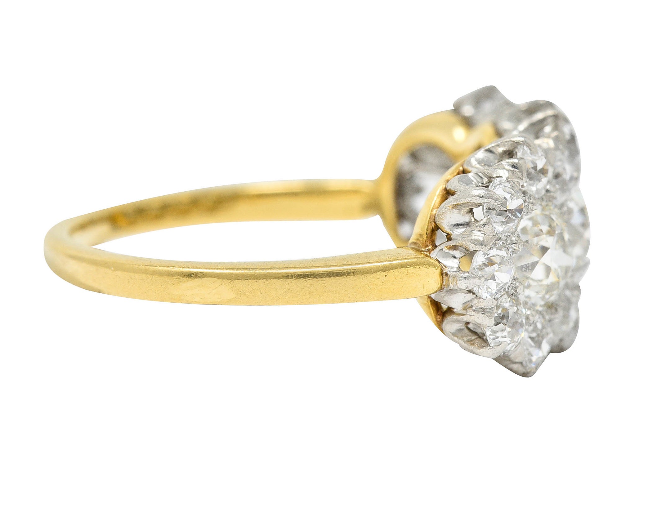 Edwardian 2.65 CTW Diamond Platinum-Topped 18 Karat Gold Cluster Band RingRing - Wilson's Estate Jewelry