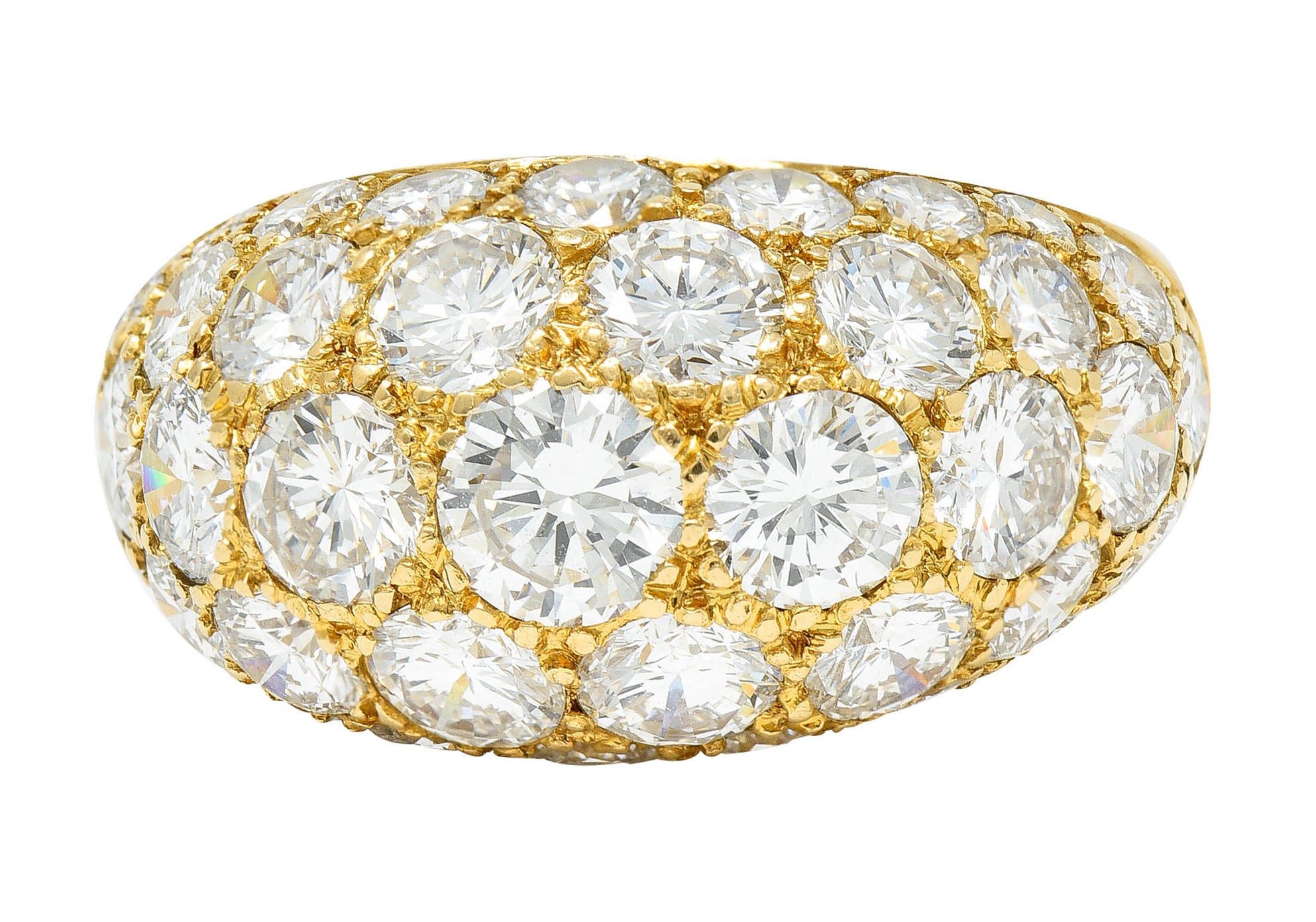 Oscar Heyman 7.50 CTW Pave Diamond 18 Karat Gold Bombe Band RingRing - Wilson's Estate Jewelry