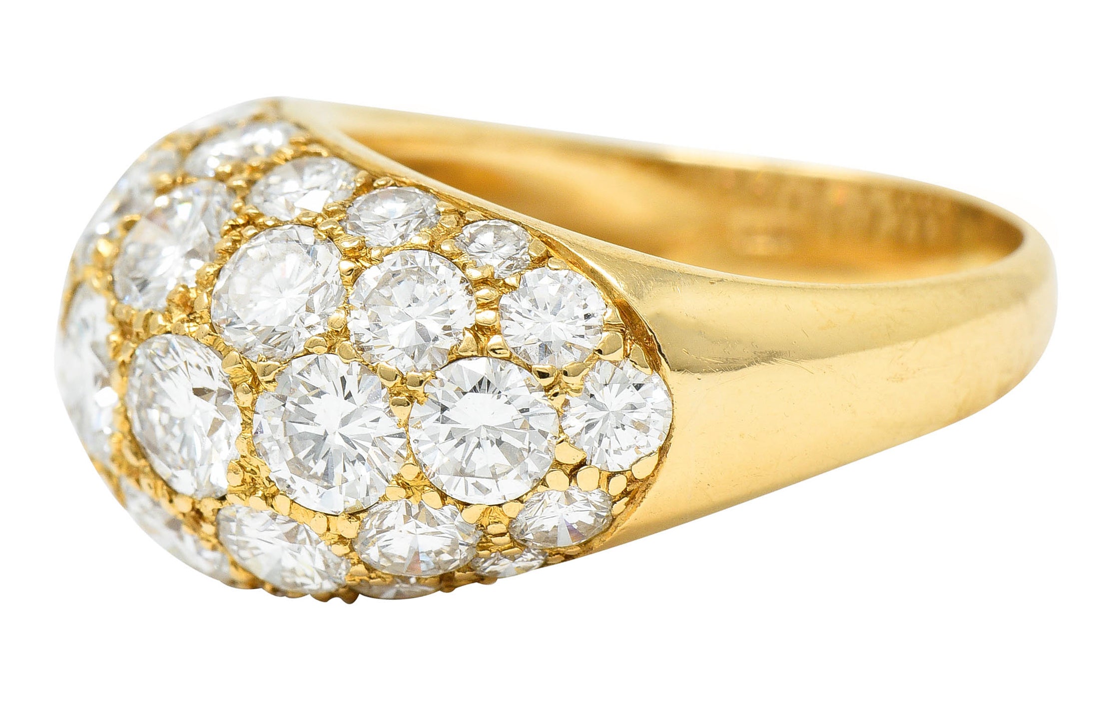 Oscar Heyman 7.50 CTW Pave Diamond 18 Karat Gold Bombe Band RingRing - Wilson's Estate Jewelry