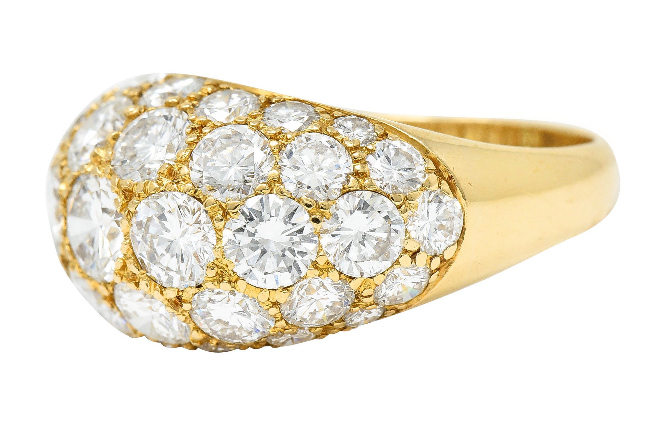 Oscar Heyman 7.50 CTW Pave Diamond 18 Karat Gold Bombe Band RingRing - Wilson's Estate Jewelry