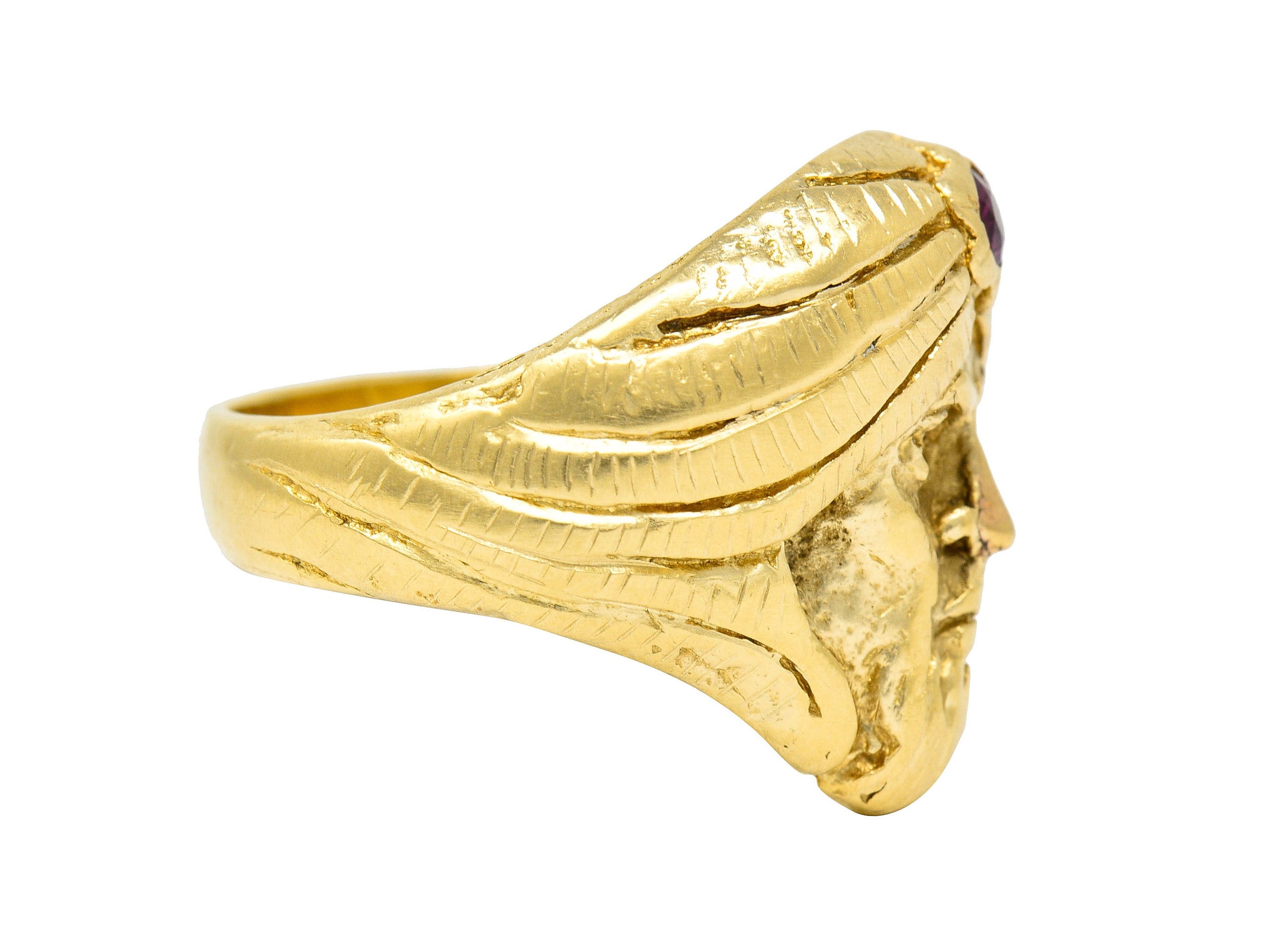 Art Nouveau Ruby Diamond 14 Karat Gold Wise Man RingRing - Wilson's Estate Jewelry