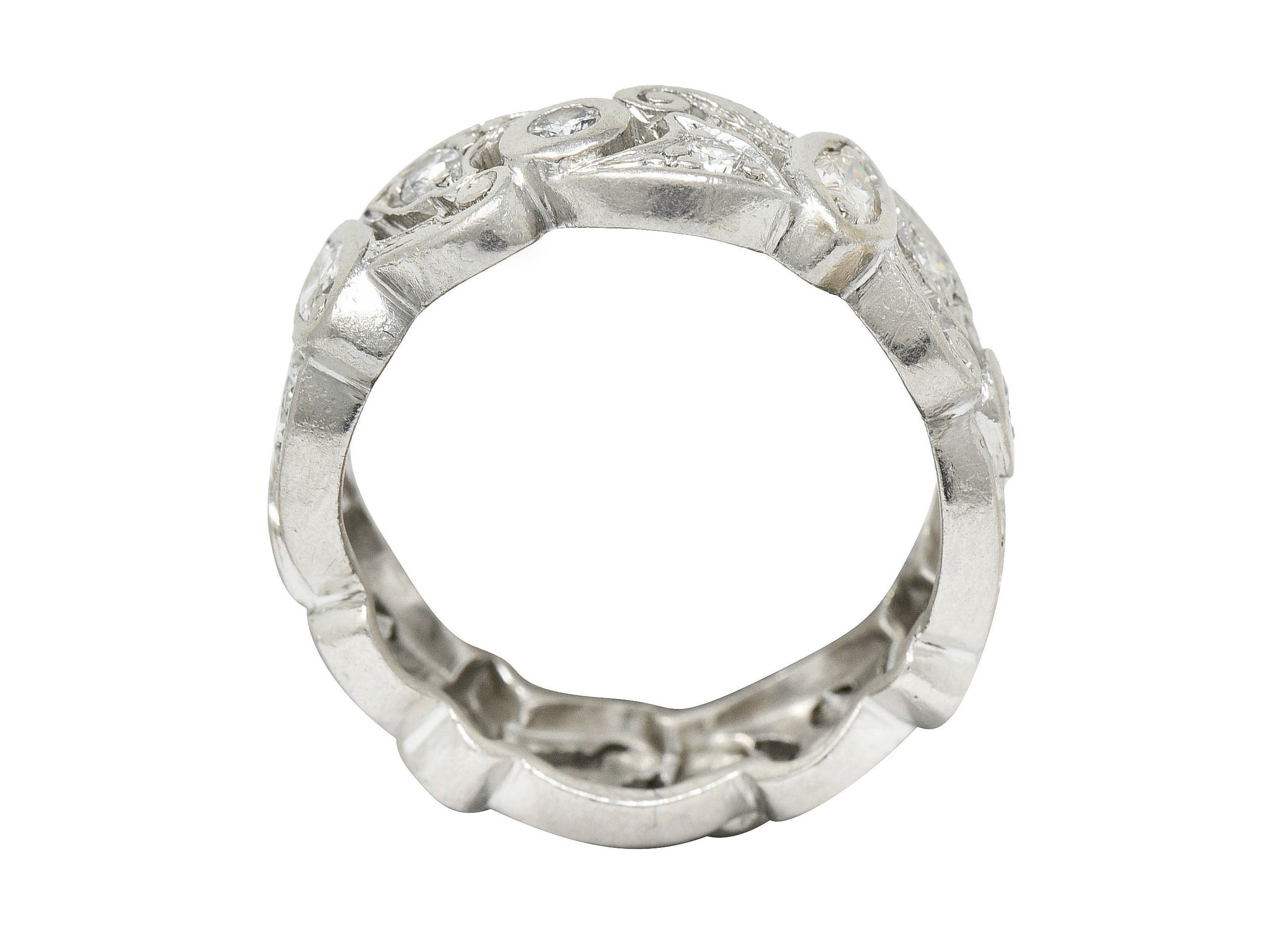 Vintage 0.65 CTW Diamond Platinum Scrolling Eternity Band RingRing - Wilson's Estate Jewelry