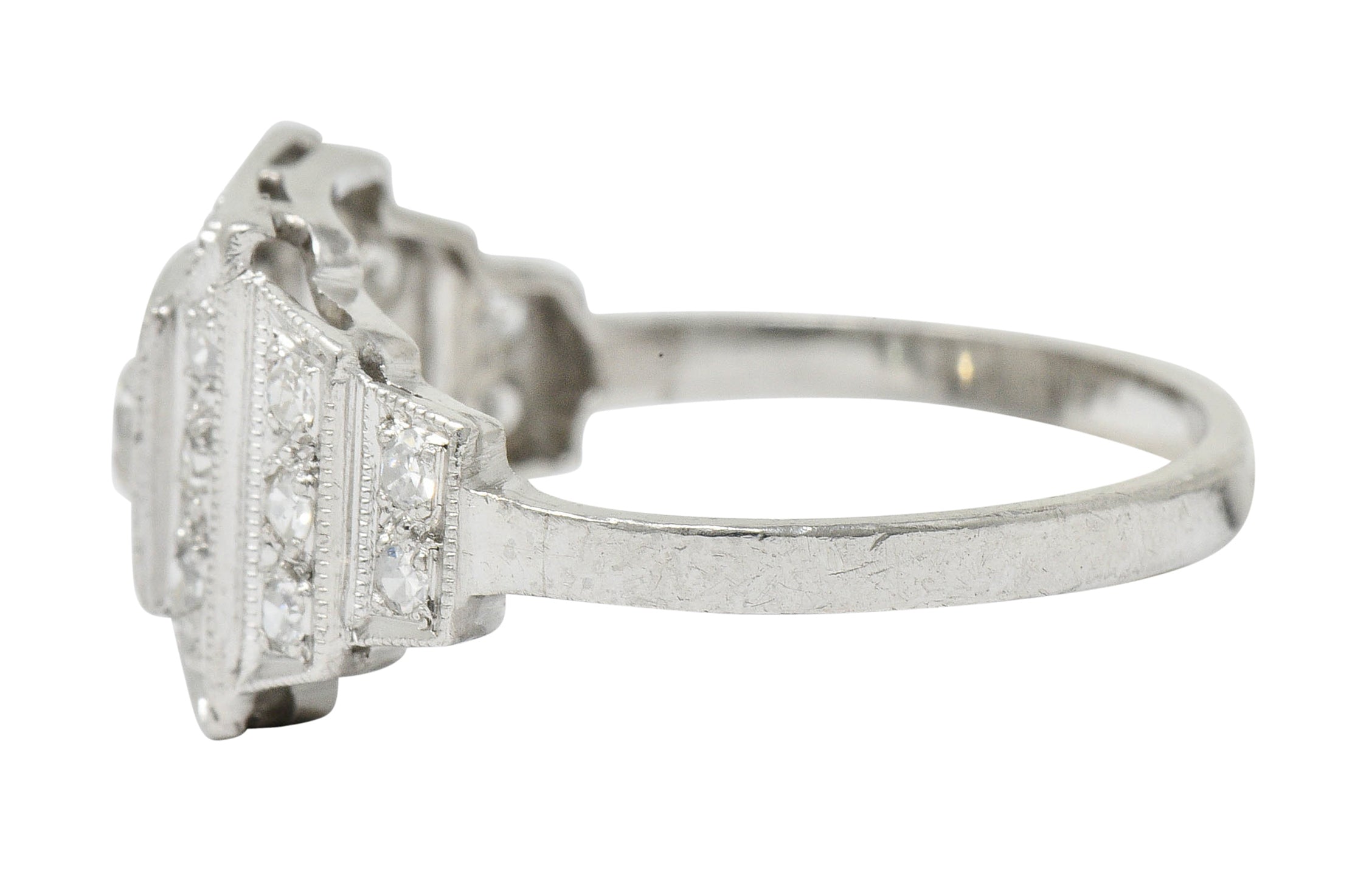 Art Deco 0.70 CTW Diamond Platinum Square Stepped Engagement RingRing - Wilson's Estate Jewelry