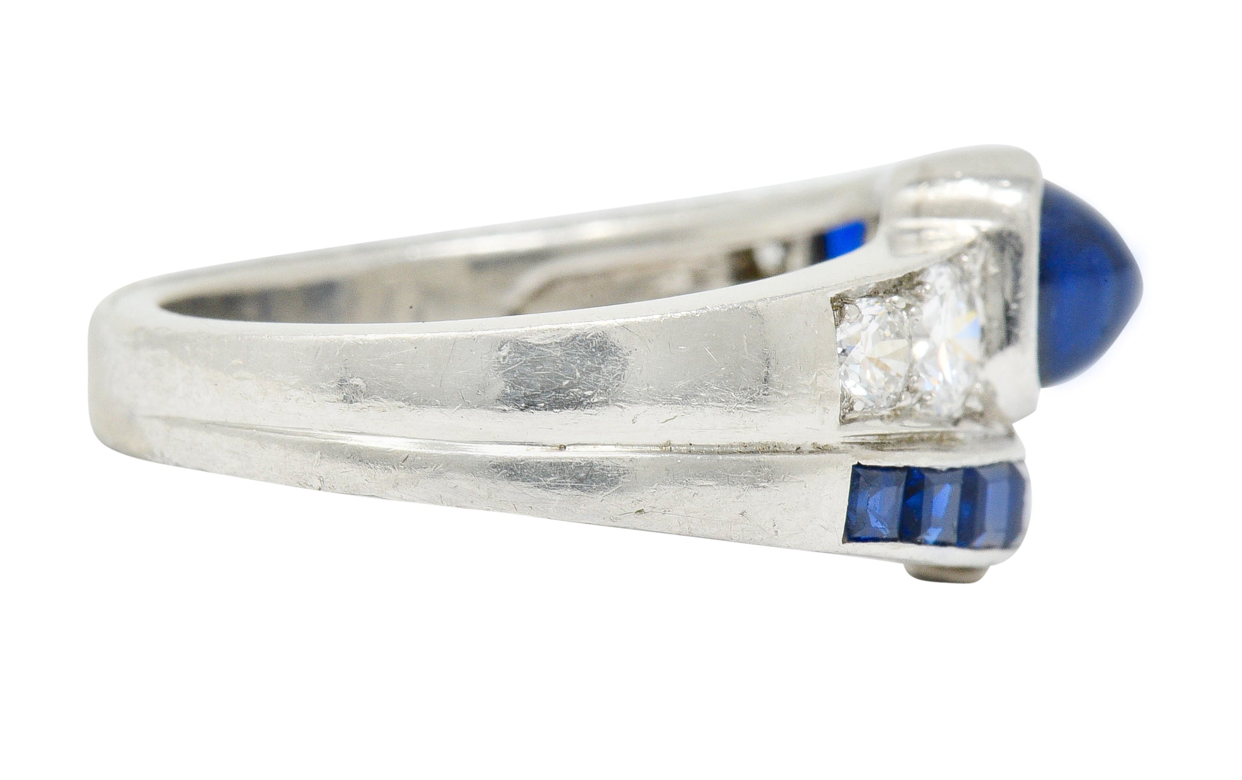 Art Deco Maurice Tishman Sapphire Diamond Platinum Band RingRing - Wilson's Estate Jewelry