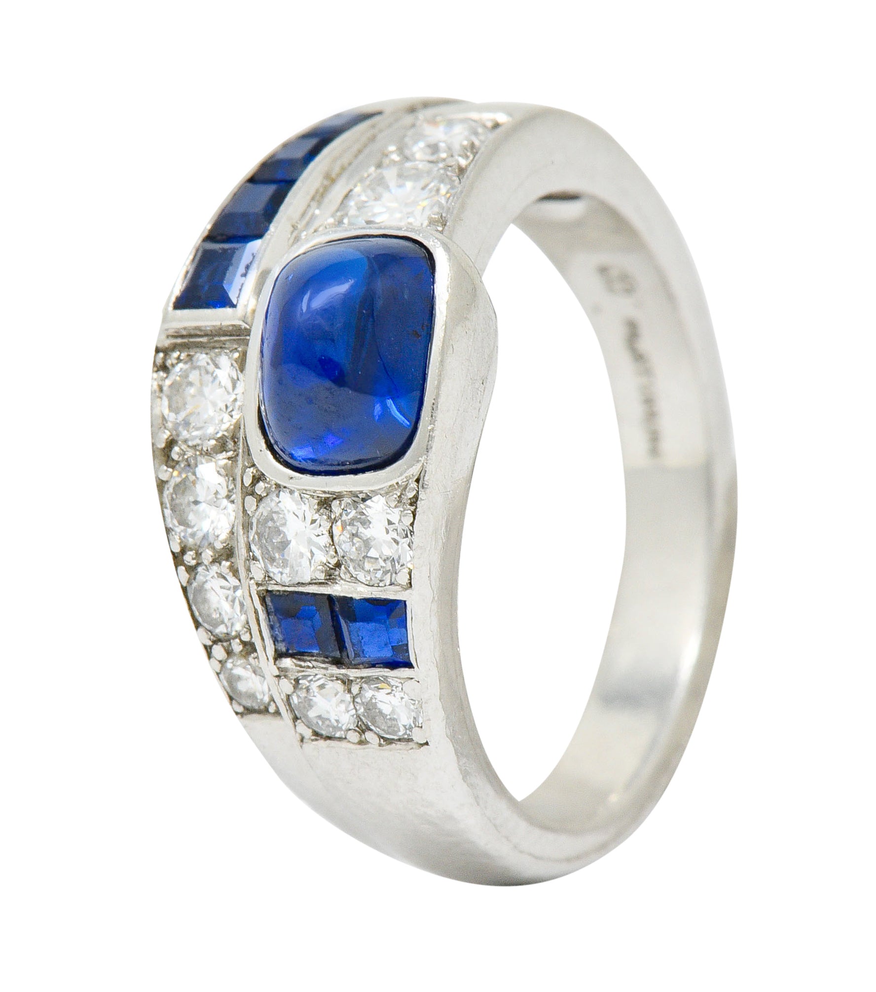 Art Deco Maurice Tishman Sapphire Diamond Platinum Band RingRing - Wilson's Estate Jewelry