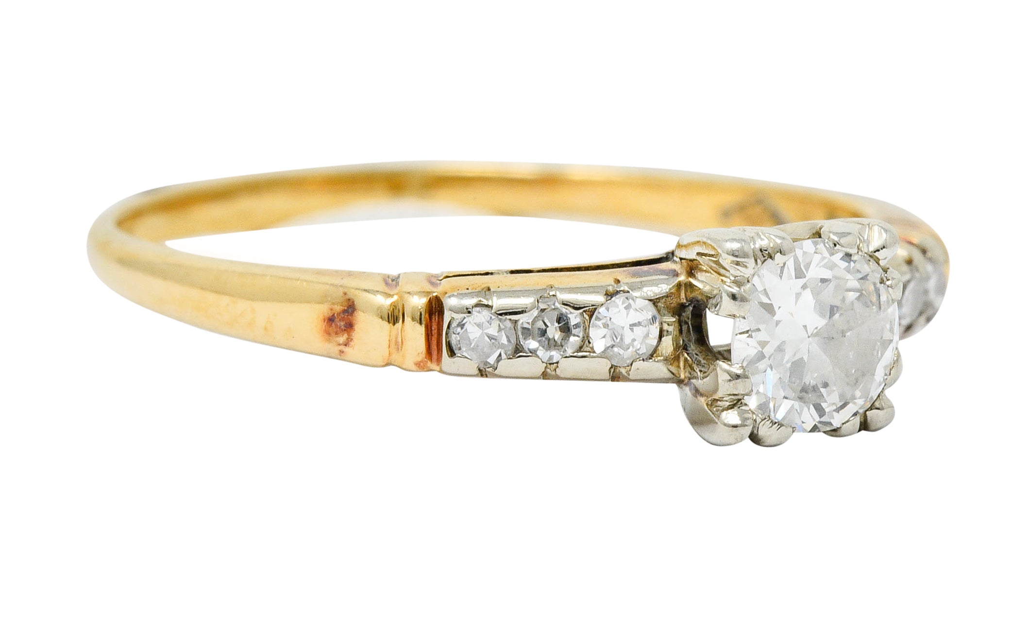 Early Art Deco 0.50 CTW Diamond 14 Karat Two-Tone Gold Engagement RingRing - Wilson's Estate Jewelry