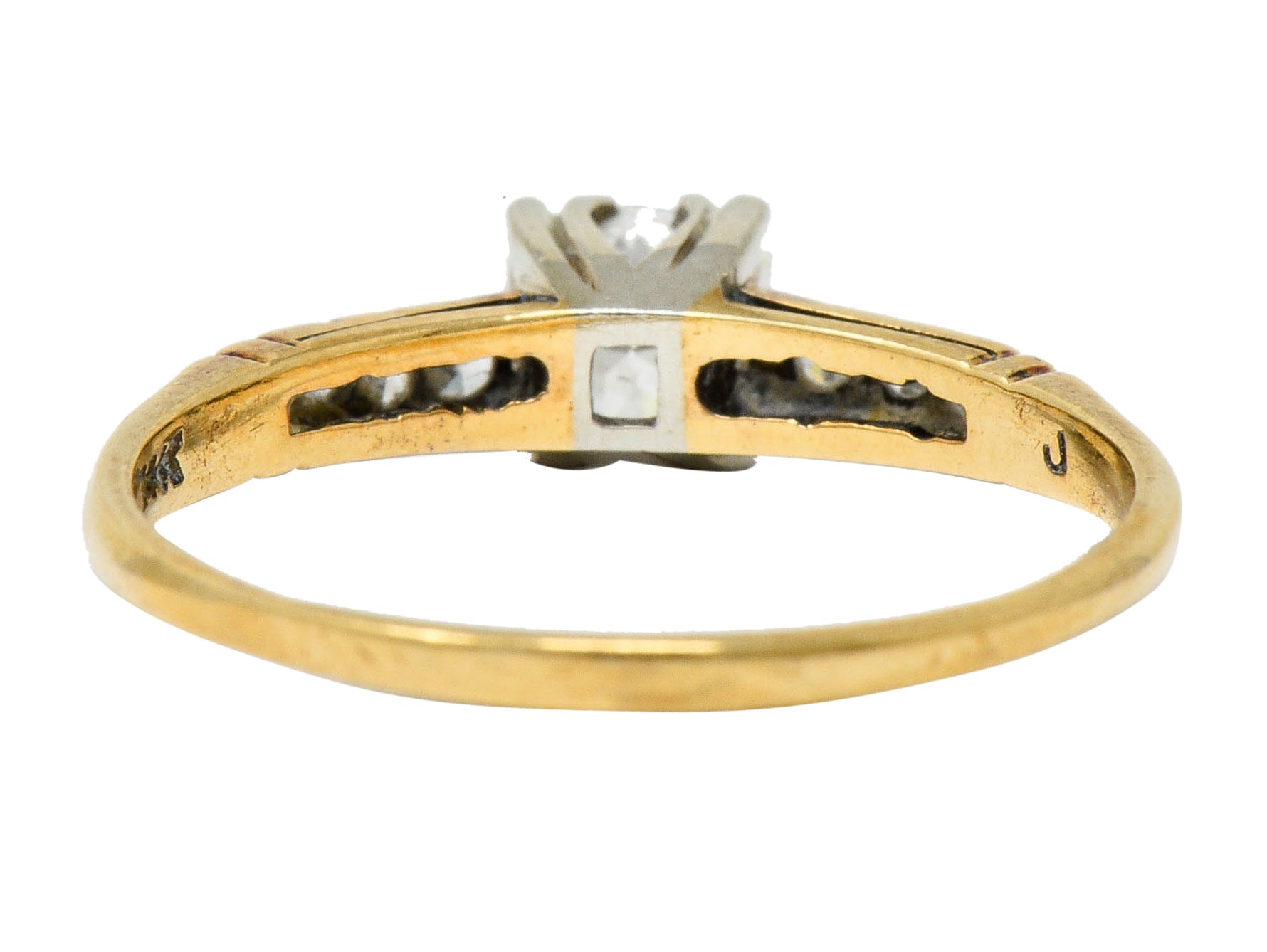 Early Art Deco 0.50 CTW Diamond 14 Karat Two-Tone Gold Engagement RingRing - Wilson's Estate Jewelry